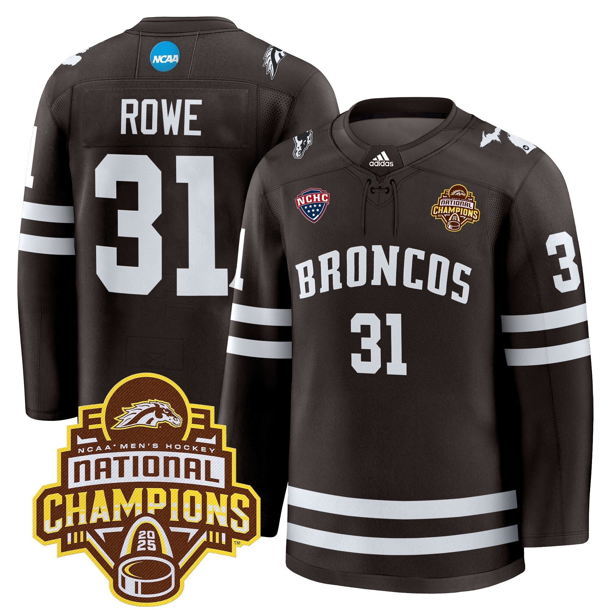 Men Western Michigan Broncos 2025 National Champions Patch Premium Jersey - All Stitched