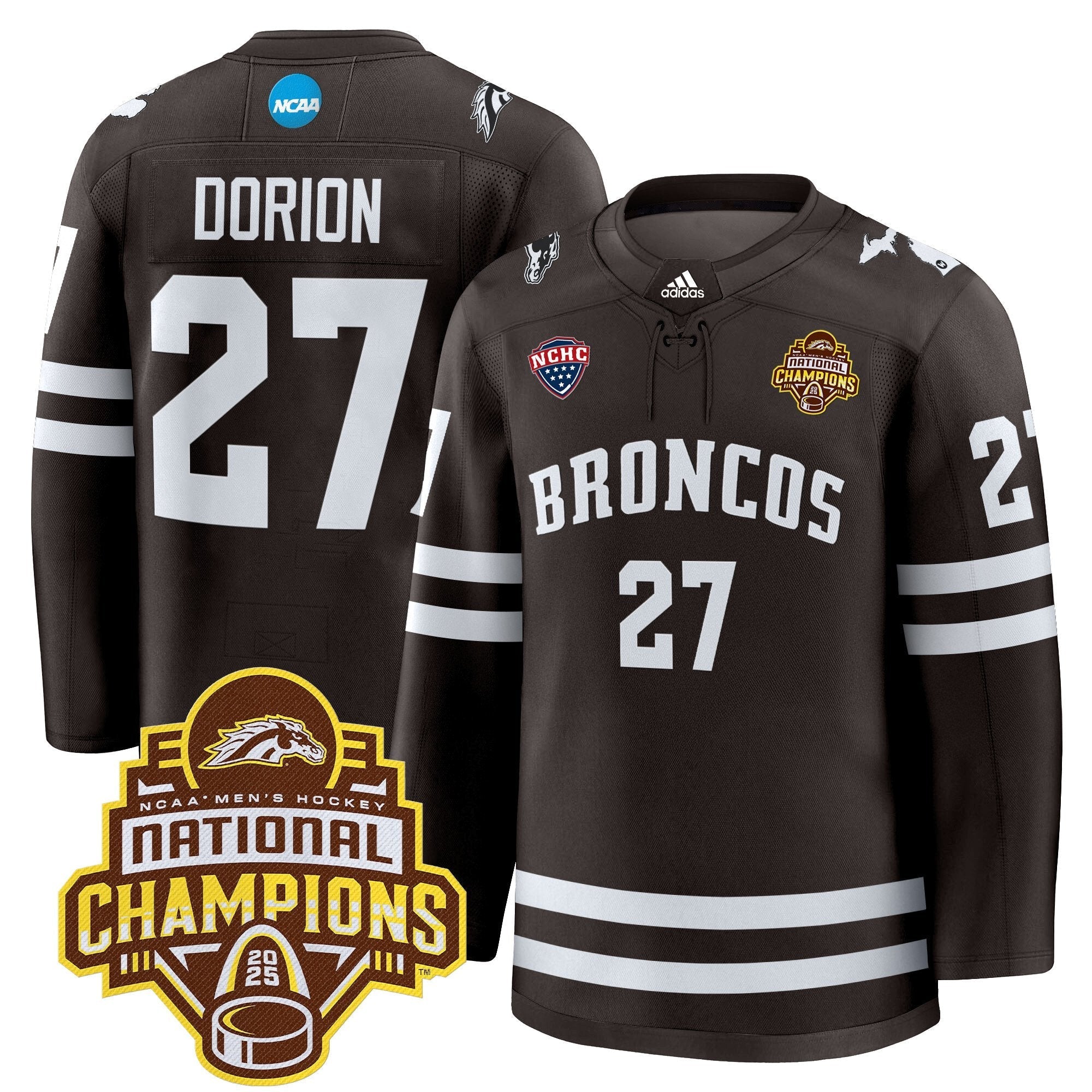 Men Western Michigan Broncos 2025 National Champions Patch Premium Jersey - All Stitched