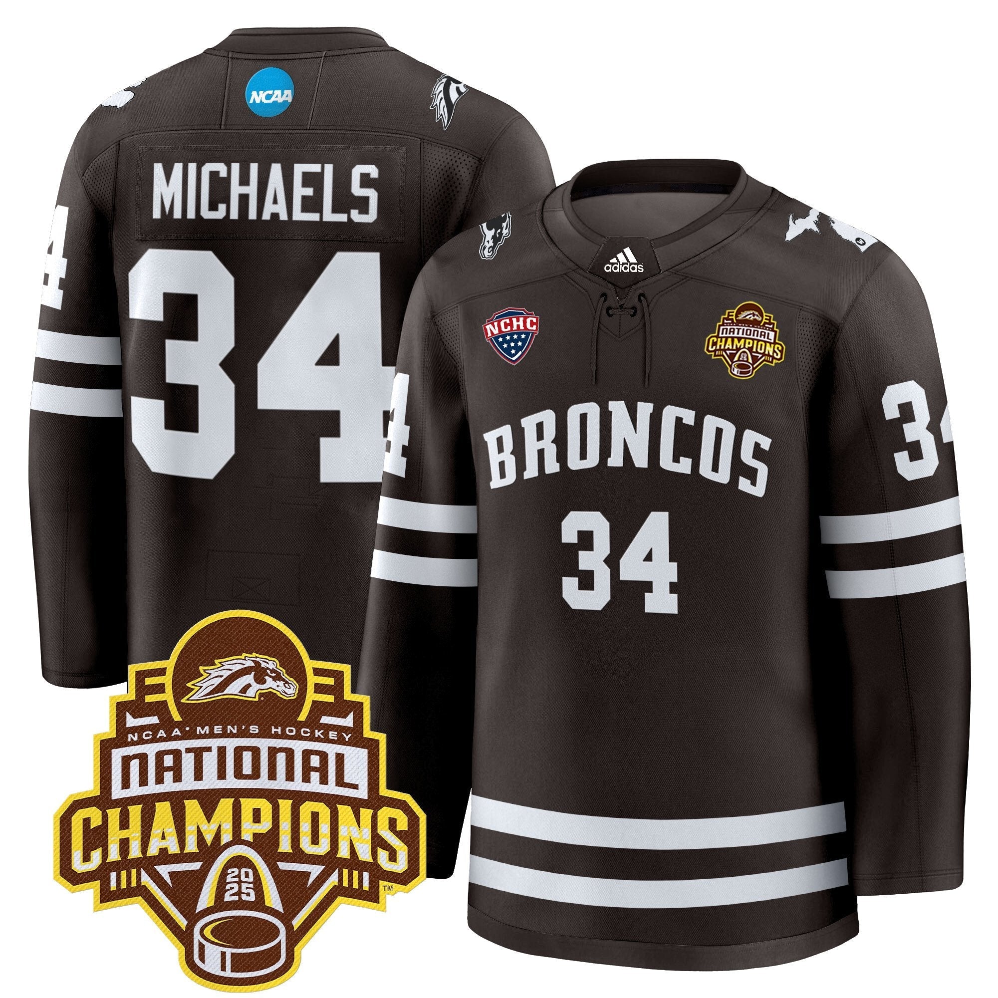 Men Western Michigan Broncos 2025 National Champions Patch Premium Jersey - All Stitched