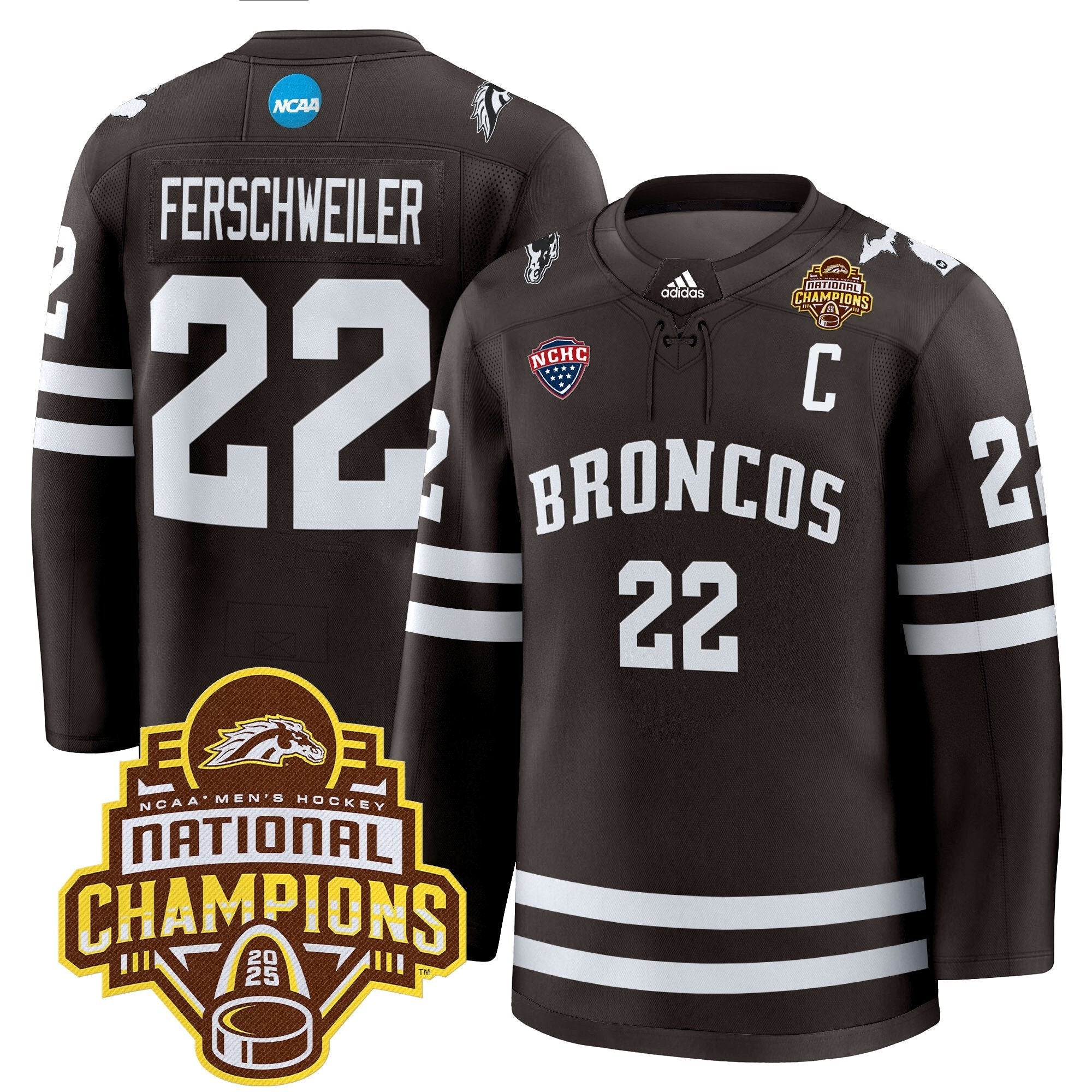Men Western Michigan Broncos 2025 National Champions Patch Premium Jersey - All Stitched