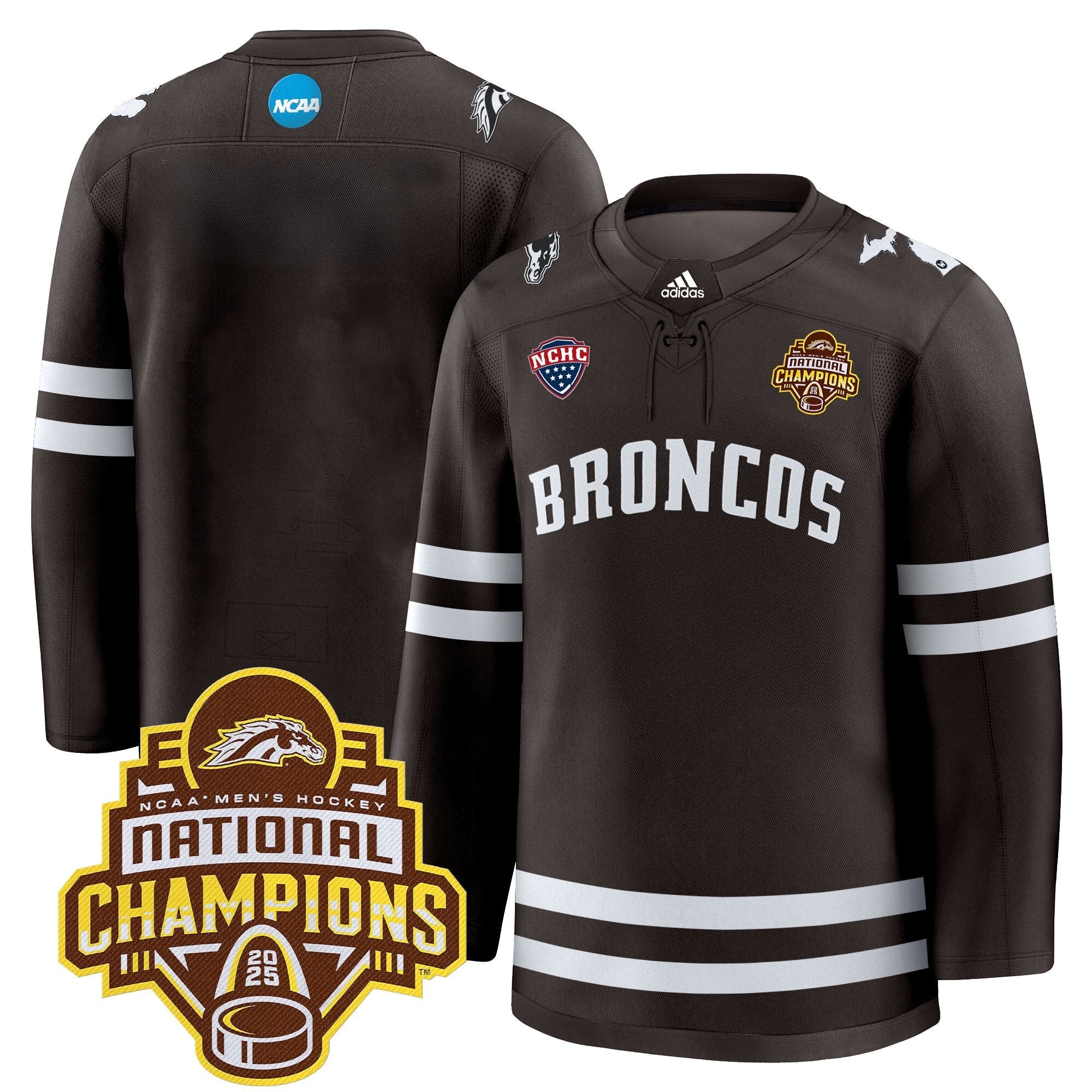 Men Western Michigan Broncos 2025 National Champions Patch Premium Jersey - All Stitched