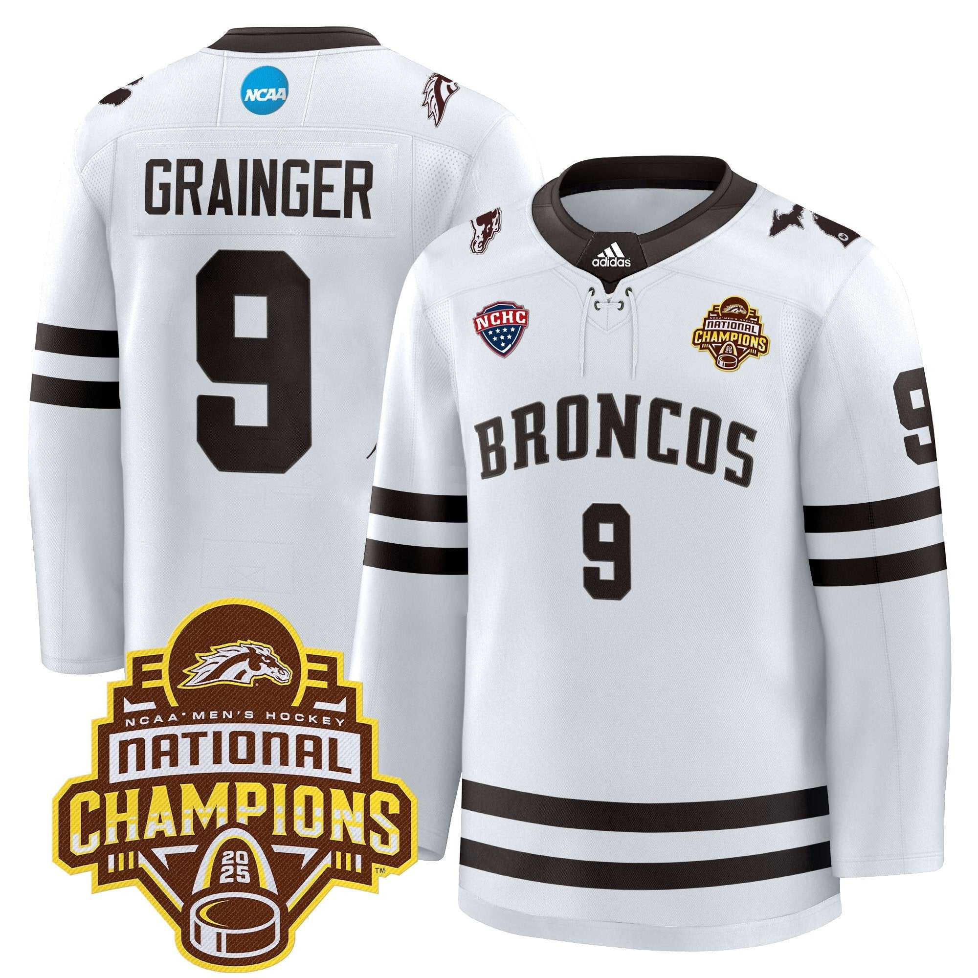 Men Western Michigan Broncos 2025 National Champions Patch Premium Jersey - All Stitched