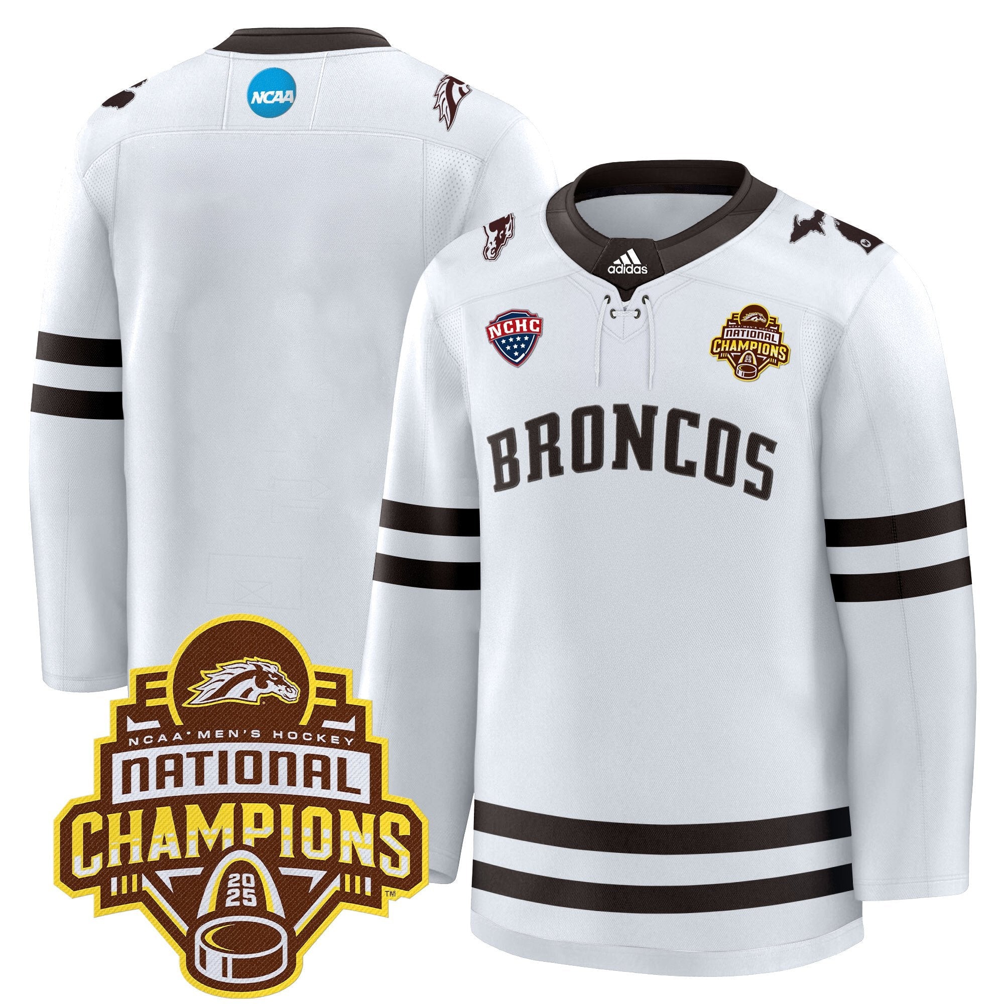 Men Western Michigan Broncos 2025 National Champions Patch Premium Jersey - All Stitched