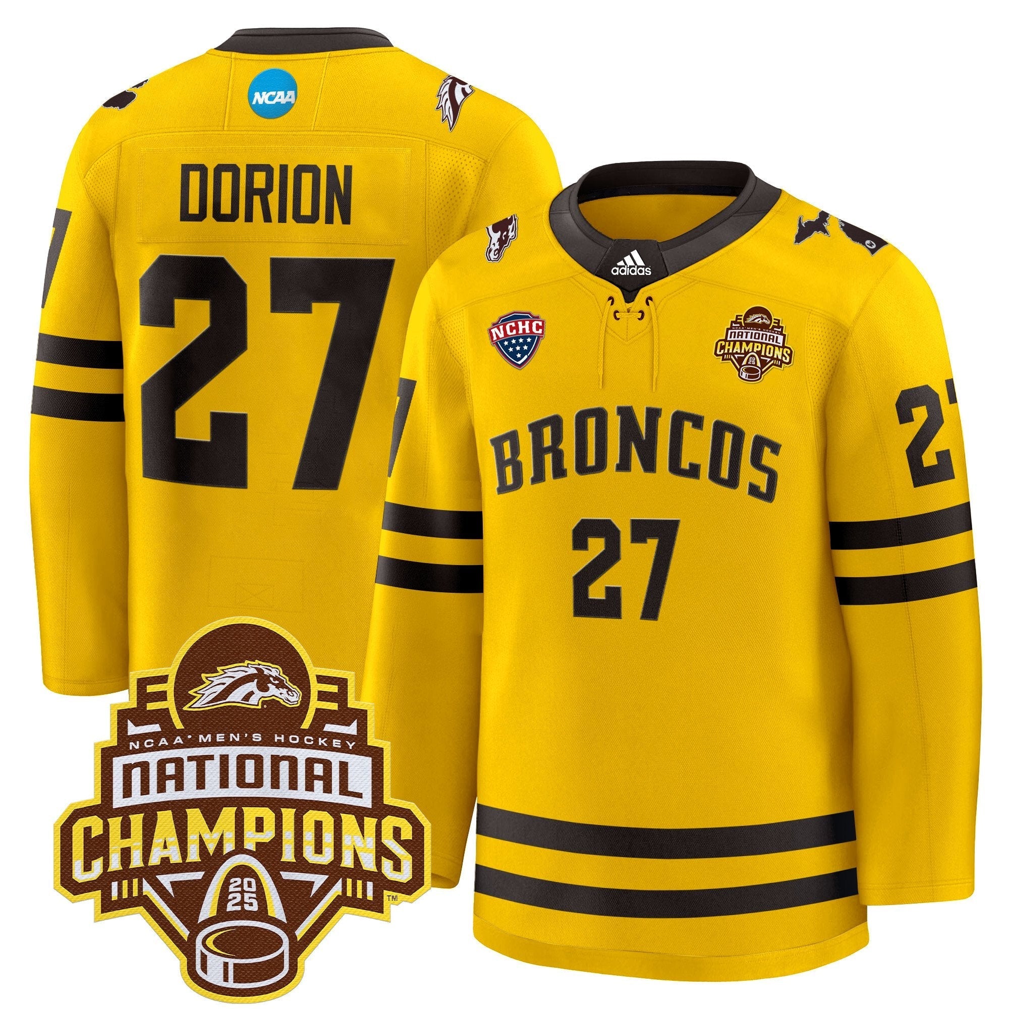 Men Western Michigan Broncos 2025 National Champions Patch Premium Jersey - All Stitched