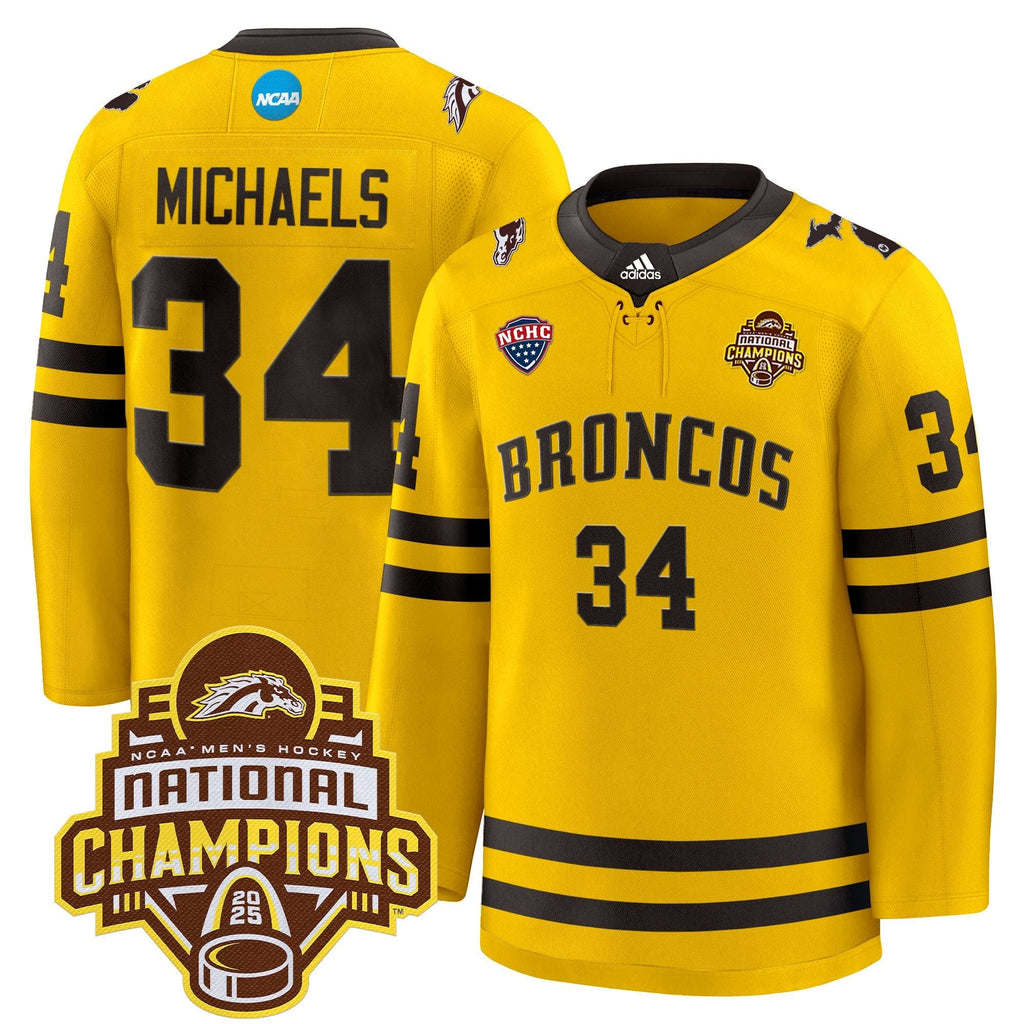 Men Western Michigan Broncos 2025 National Champions Patch Premium Jersey - All Stitched