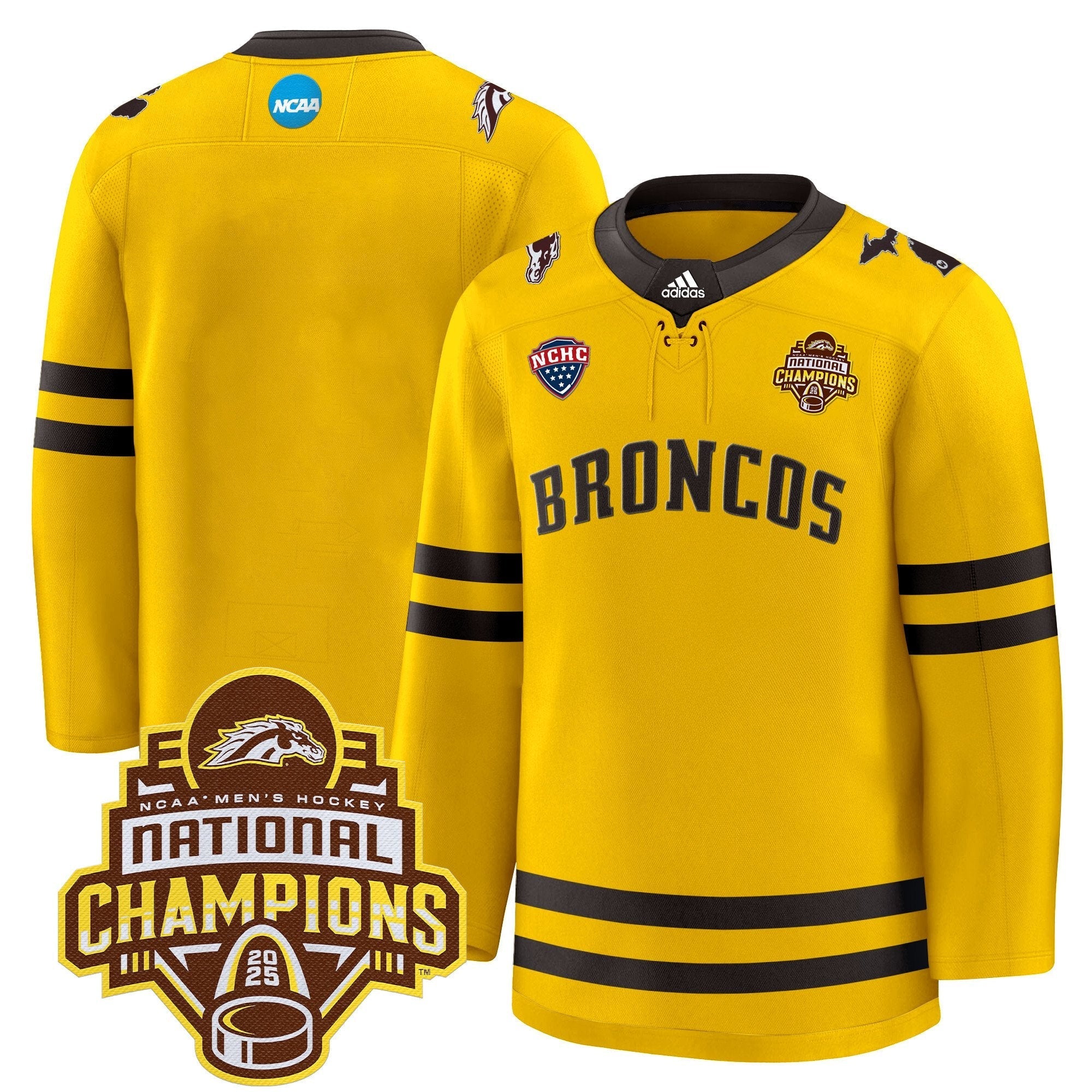 Men Western Michigan Broncos 2025 National Champions Patch Premium Jersey - All Stitched