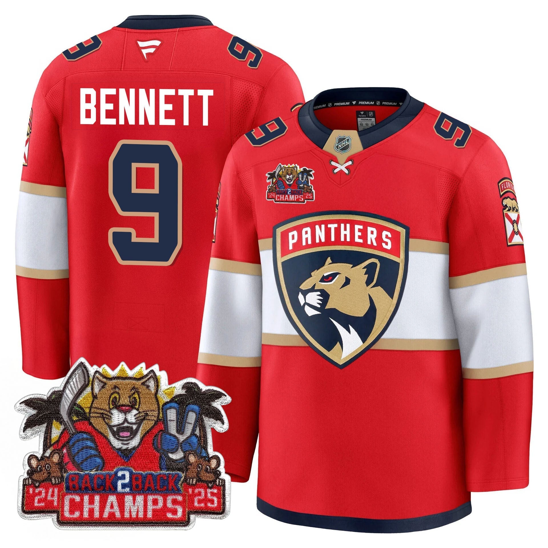 Florida Panthers 2025 Stanley Cup B2B Champions Jersey - All Stitched