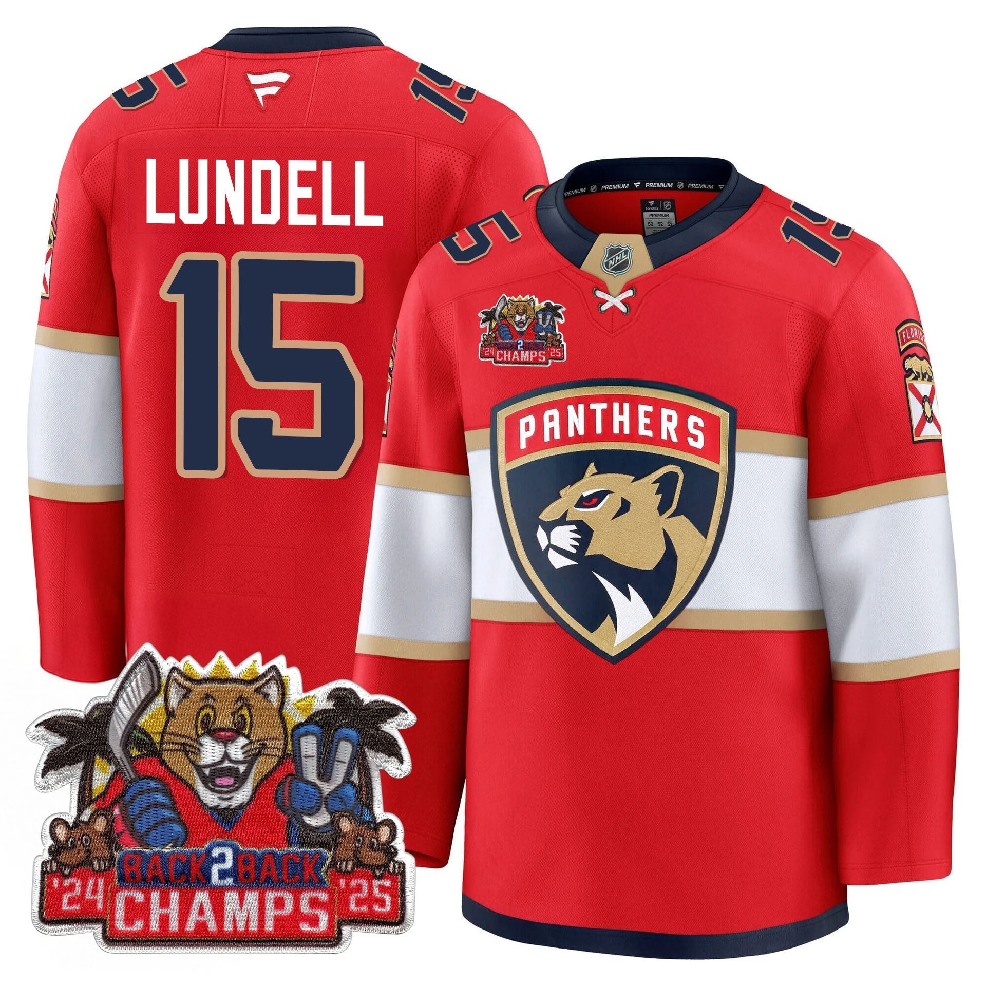 Florida Panthers 2025 Stanley Cup B2B Champions Jersey - All Stitched