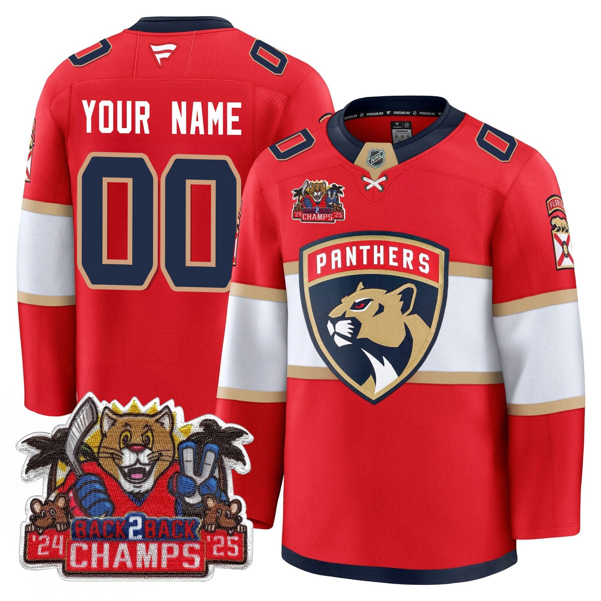 Florida Panthers 2025 Stanley Cup B2B Champions Jersey - All Stitched