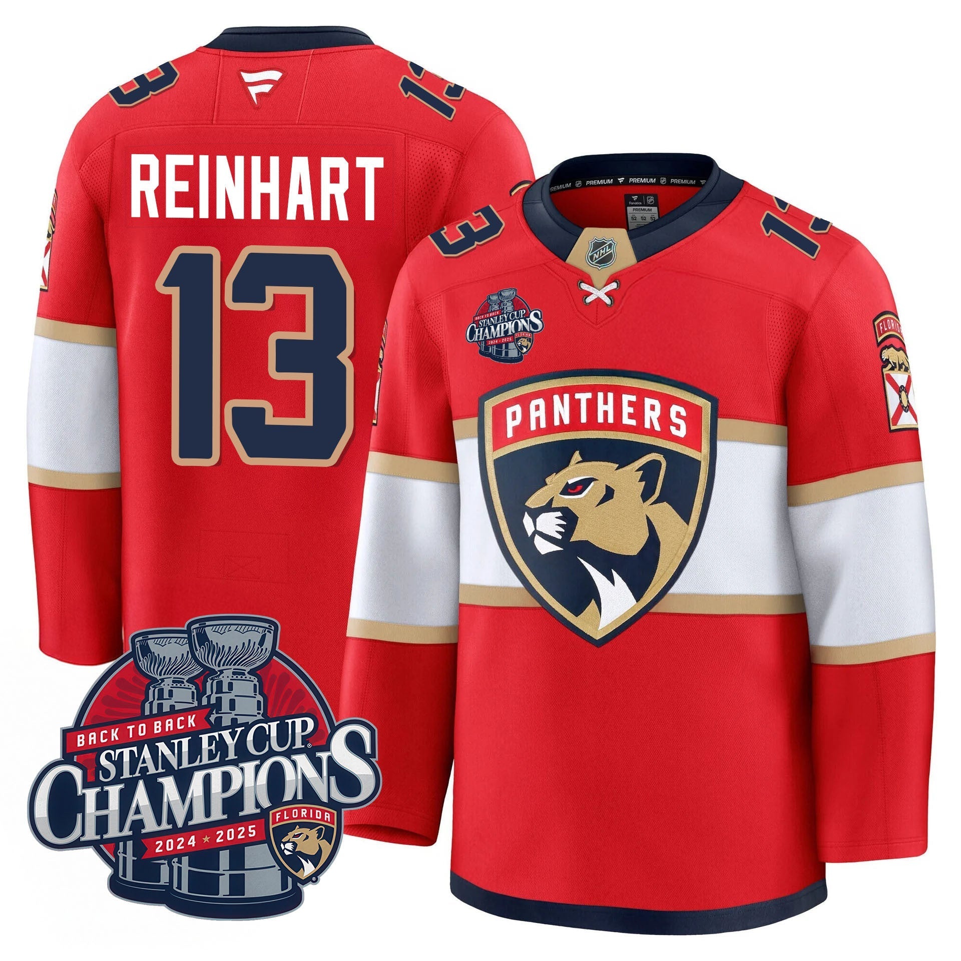 Florida Panthers 2025 Stanley Cup B2B Champions Jersey N1 - All Stitched