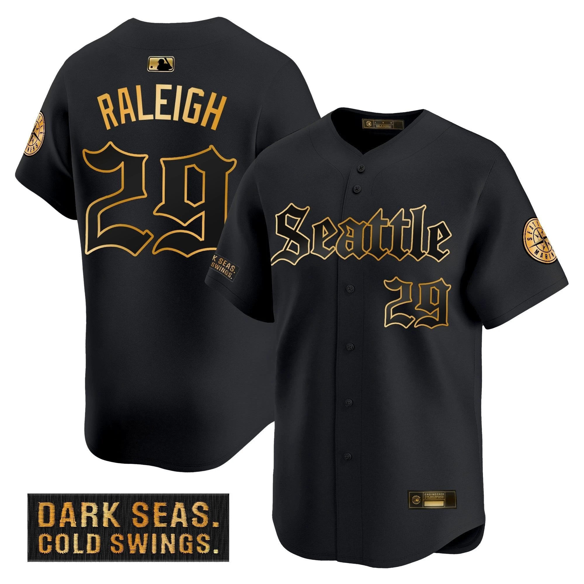 Men Seattle Mariners 'Deep Sea Gothic Edition' Gold Vapor Premier Limited Jersey - All Stitched