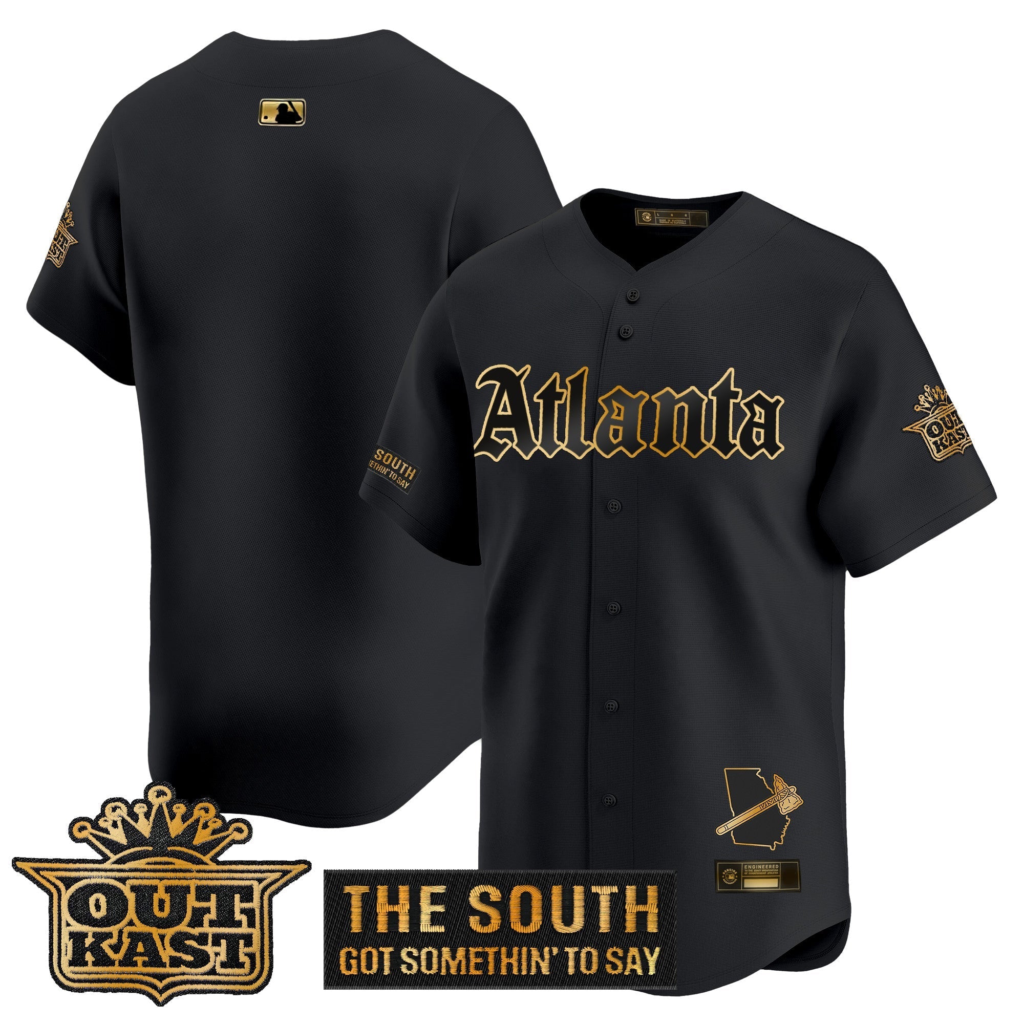 Atlanta Braves 'Gothic South x Outkast Edition' Gold Vapor Premier Limited Jersey - All Stitched