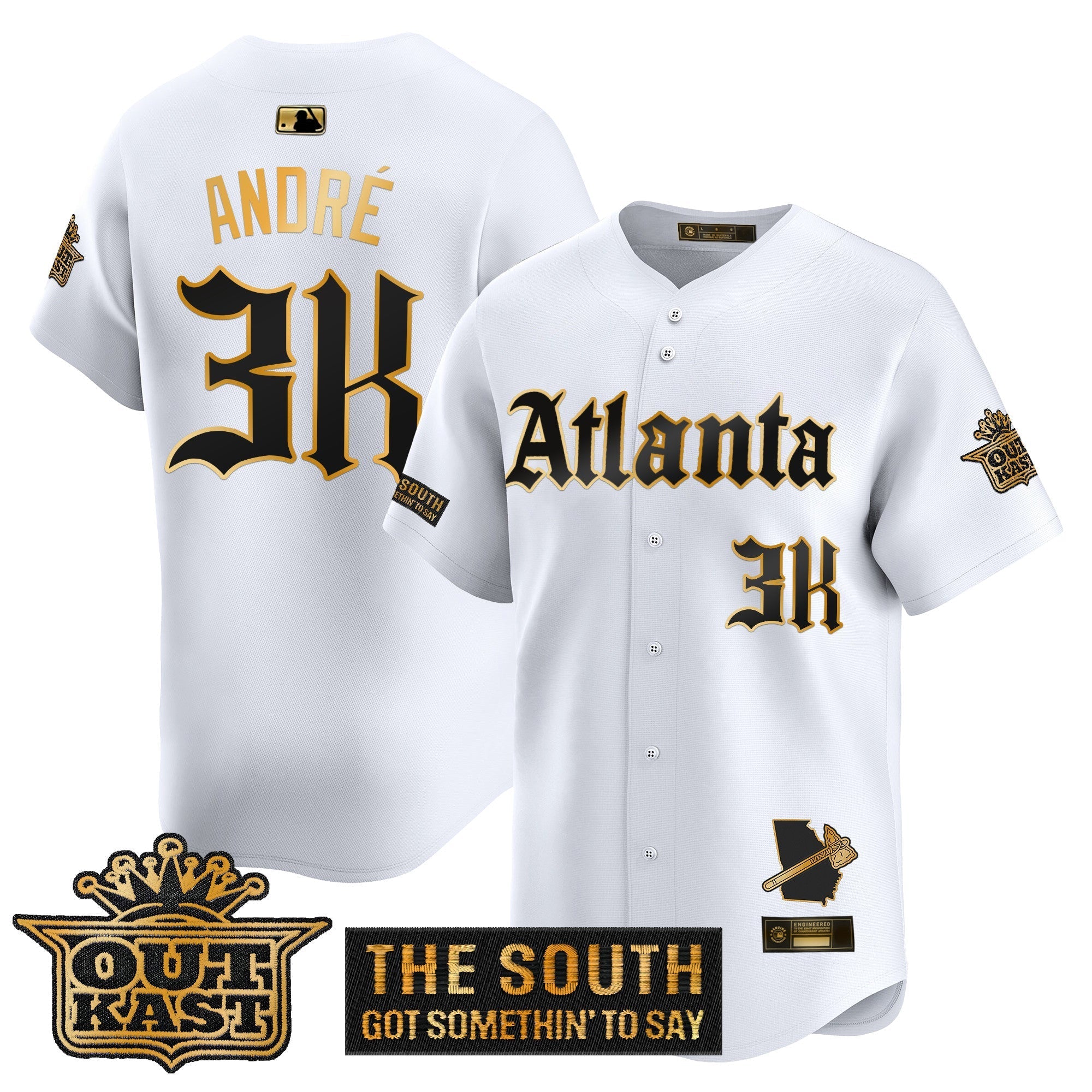 Atlanta Braves 'Gothic South x Outkast Edition' Gold Vapor Premier Limited Jersey - All Stitched