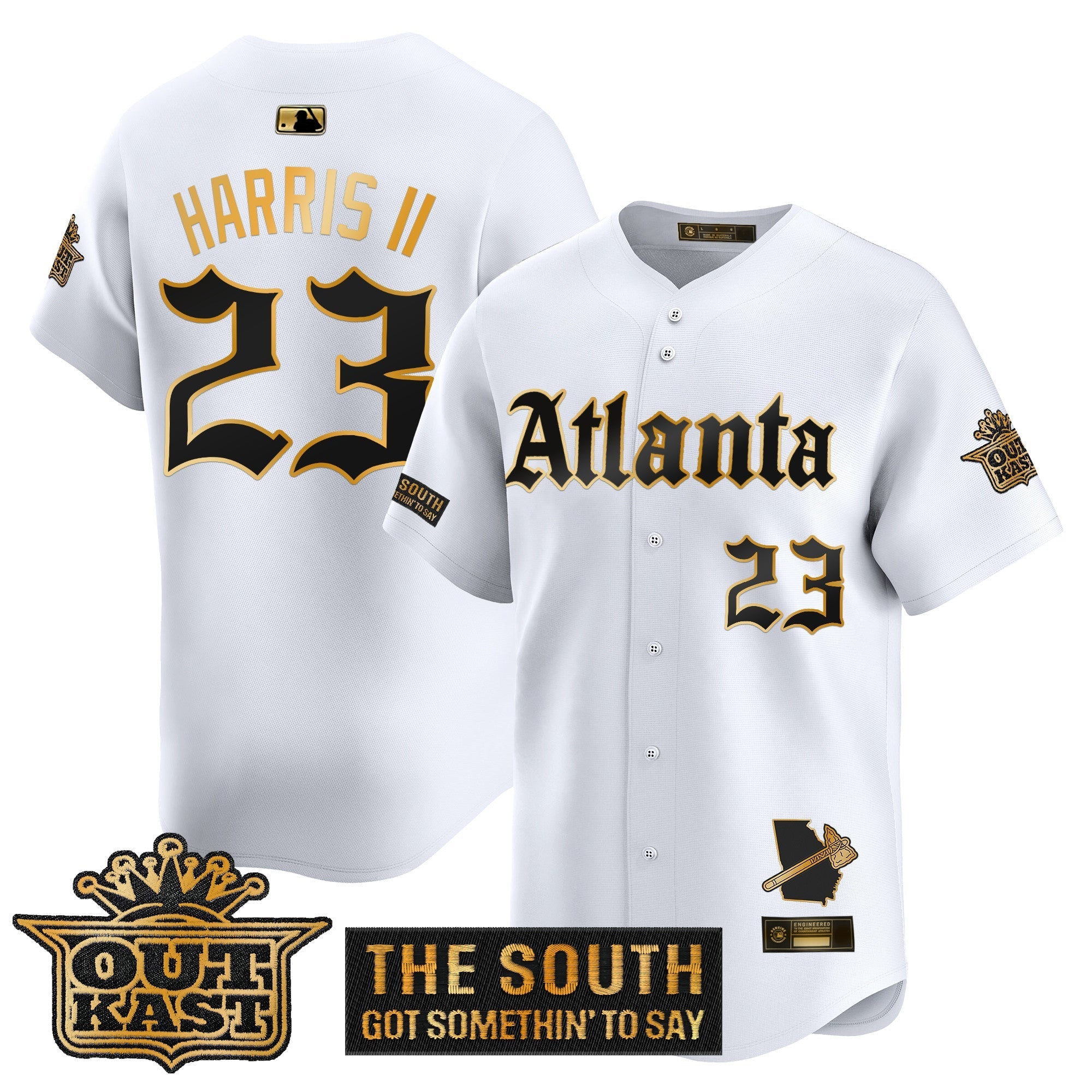 Atlanta Braves 'Gothic South x Outkast Edition' Gold Vapor Premier Limited Jersey - All Stitched