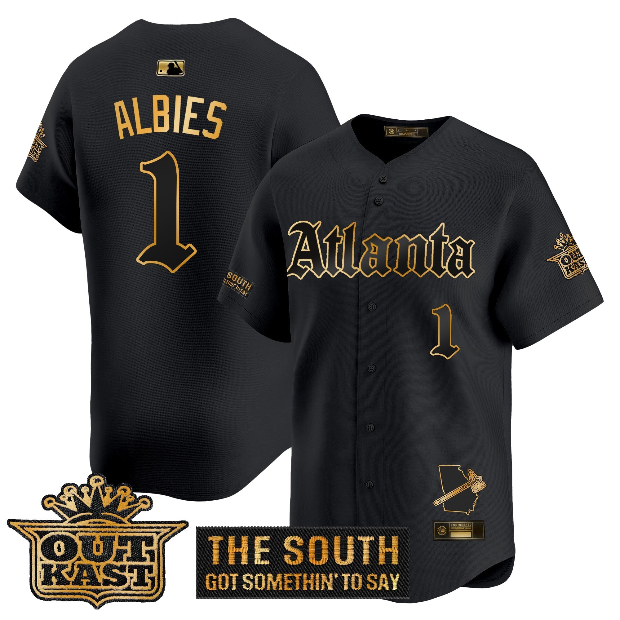 Atlanta Braves 'Gothic South x Outkast Edition' Gold Vapor Premier Limited Jersey - All Stitched