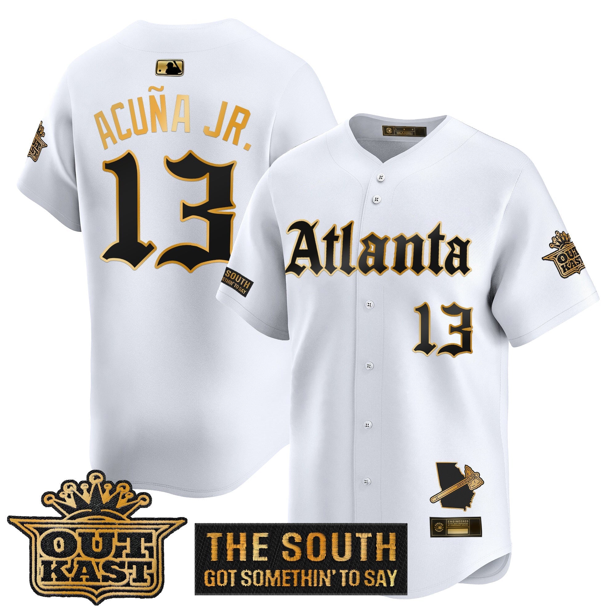 Atlanta Braves 'Gothic South x Outkast Edition' Gold Vapor Premier Limited Jersey - All Stitched