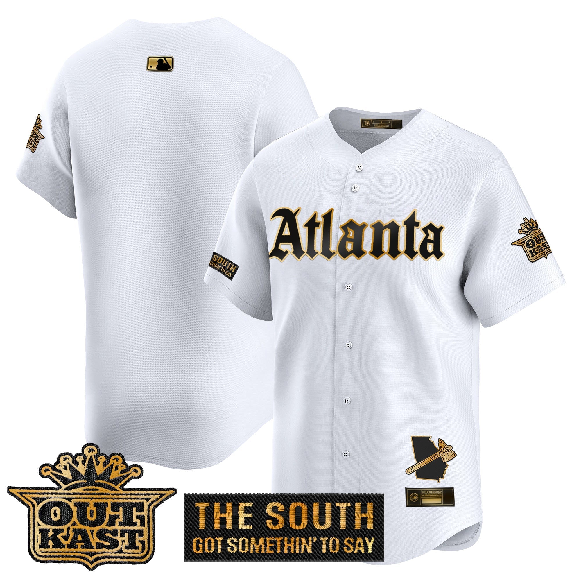 Atlanta Braves 'Gothic South x Outkast Edition' Gold Vapor Premier Limited Jersey - All Stitched