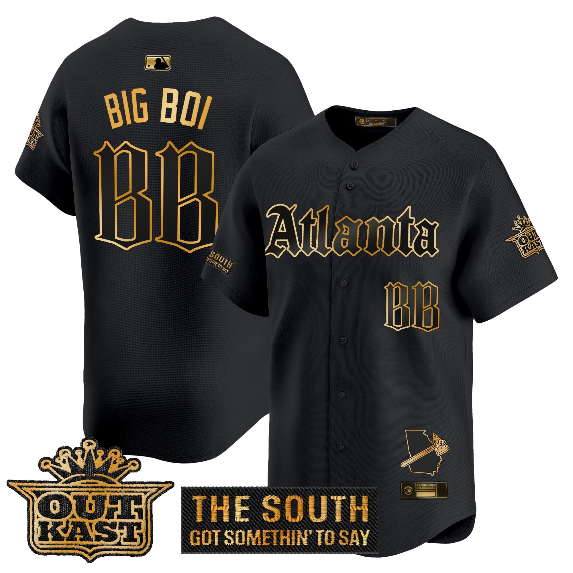 Atlanta Braves 'Gothic South x Outkast Edition' Gold Vapor Premier Limited Jersey - All Stitched