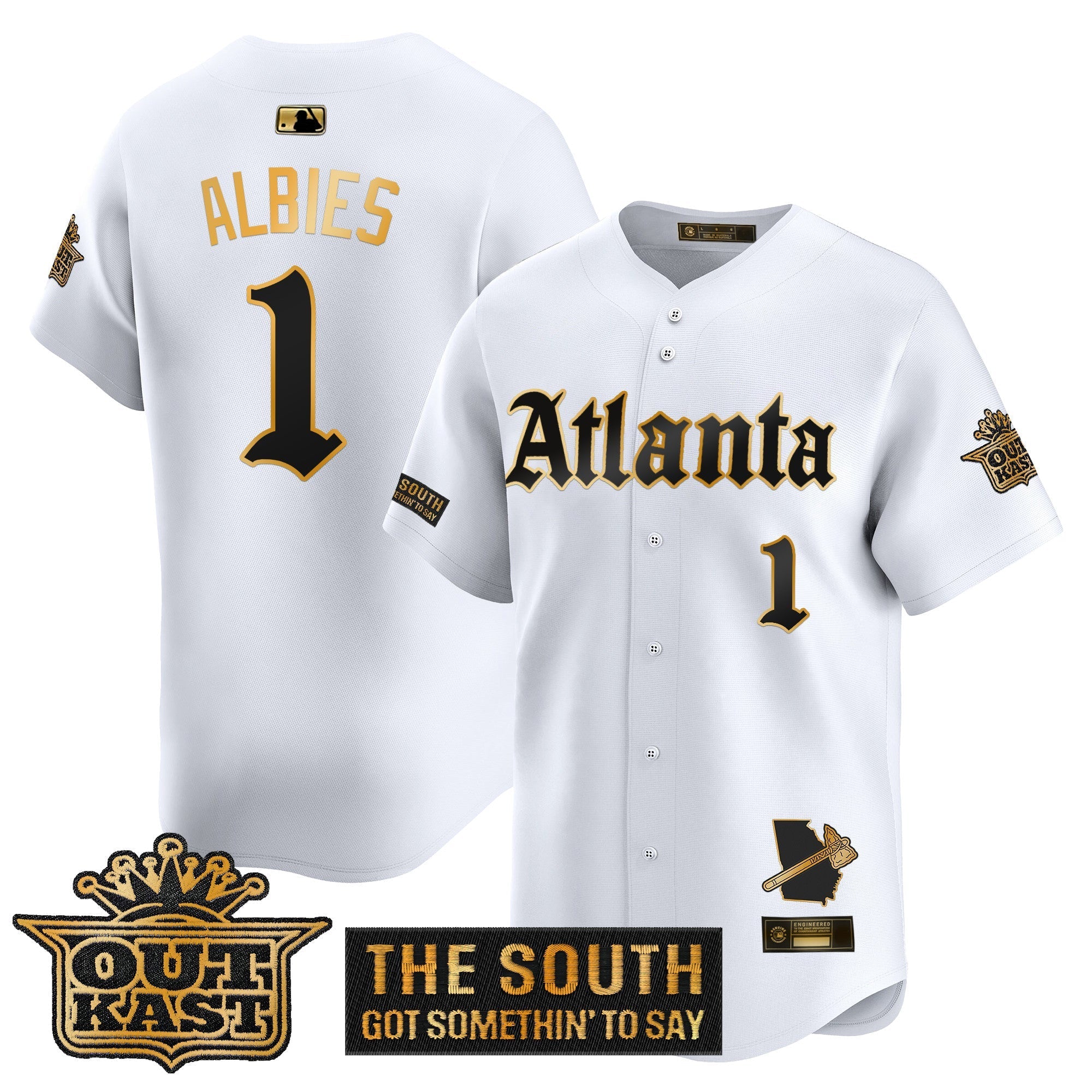 Atlanta Braves 'Gothic South x Outkast Edition' Gold Vapor Premier Limited Jersey - All Stitched