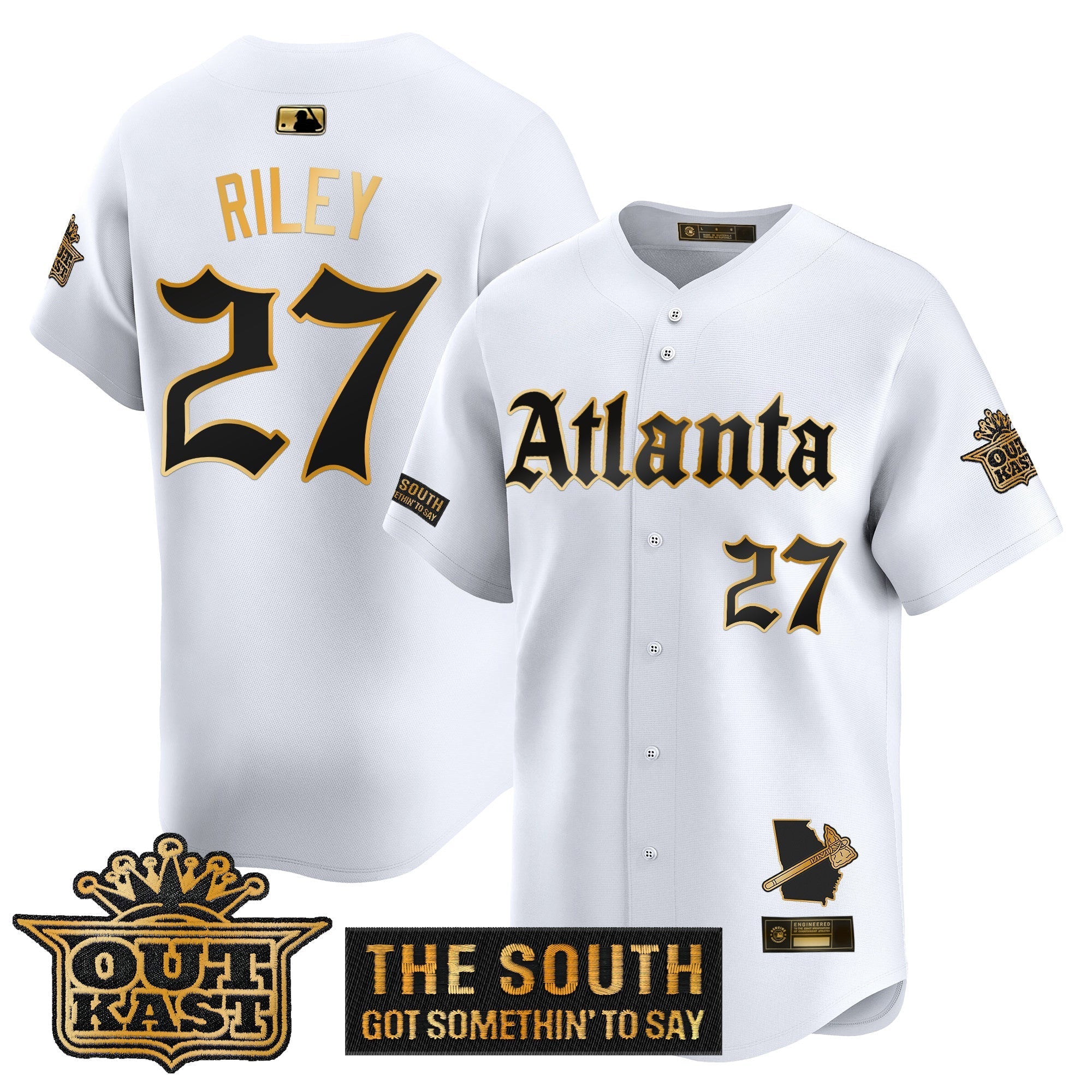 Atlanta Braves 'Gothic South x Outkast Edition' Gold Vapor Premier Limited Jersey - All Stitched