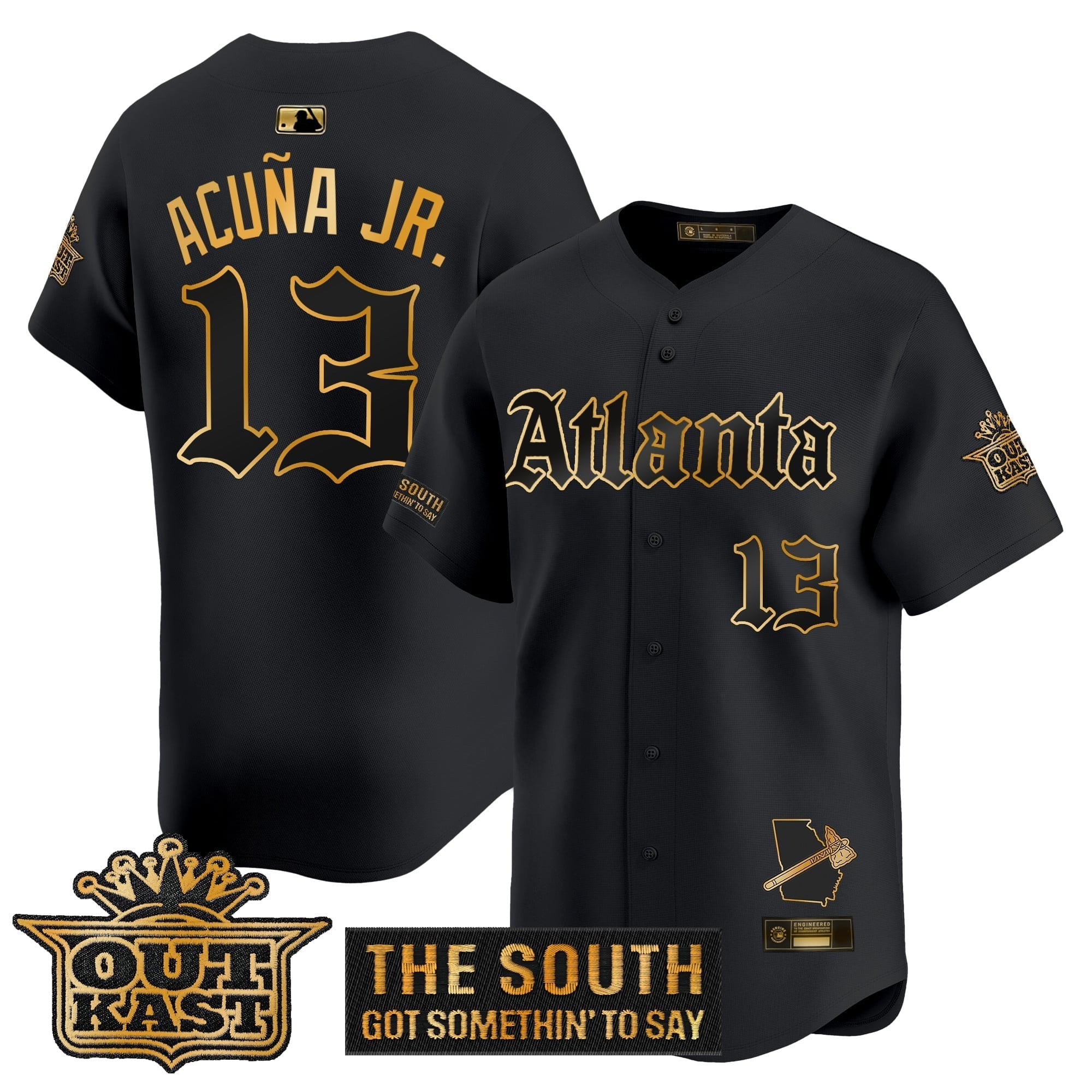 Atlanta Braves 'Gothic South x Outkast Edition' Gold Vapor Premier Limited Jersey - All Stitched