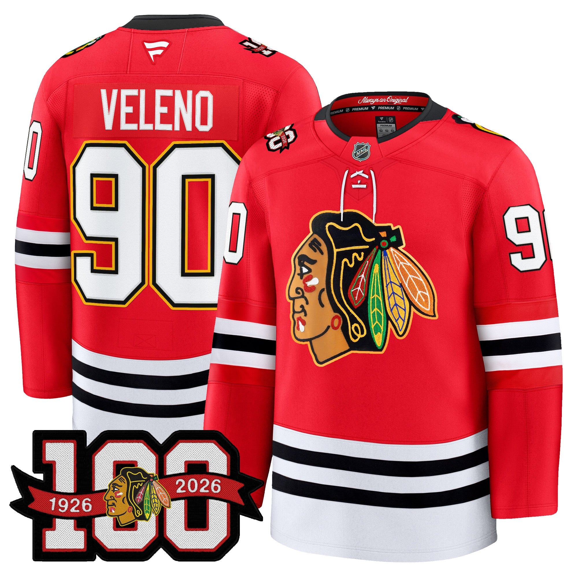 Chicago Blackhawks 100th Anniversary Premium Jersey - All Stitched