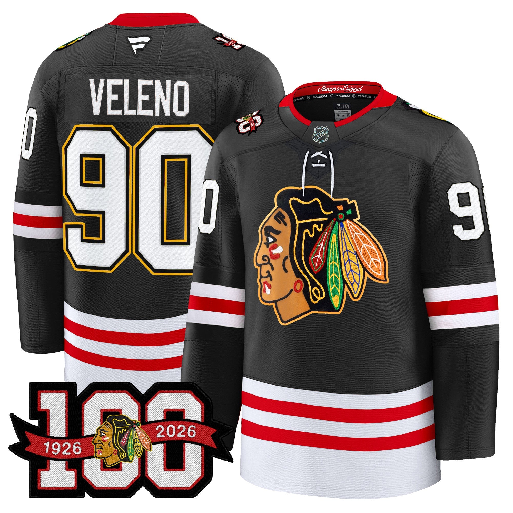 Chicago Blackhawks 100th Anniversary Premium Jersey - All Stitched