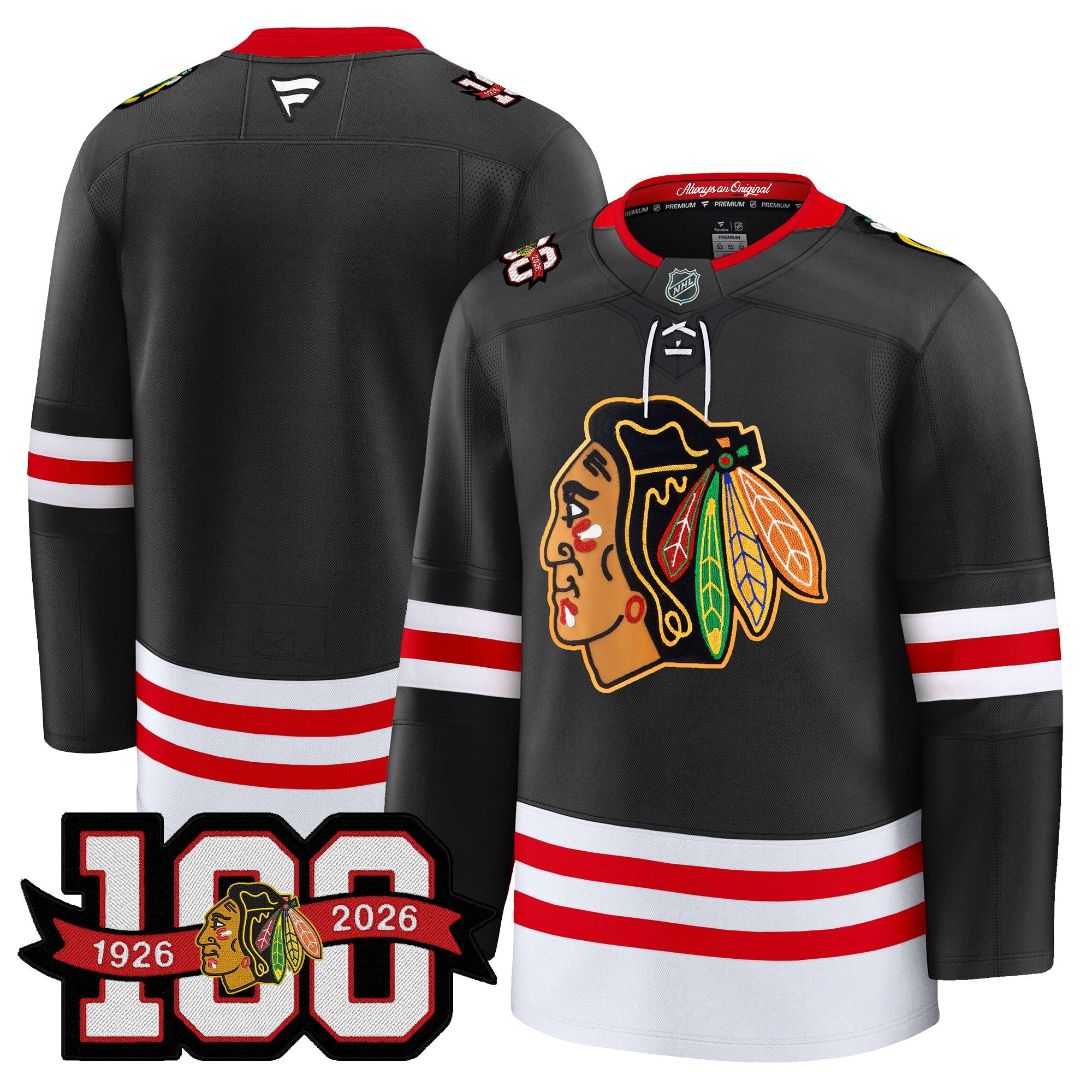 Chicago Blackhawks 100th Anniversary Premium Jersey - All Stitched