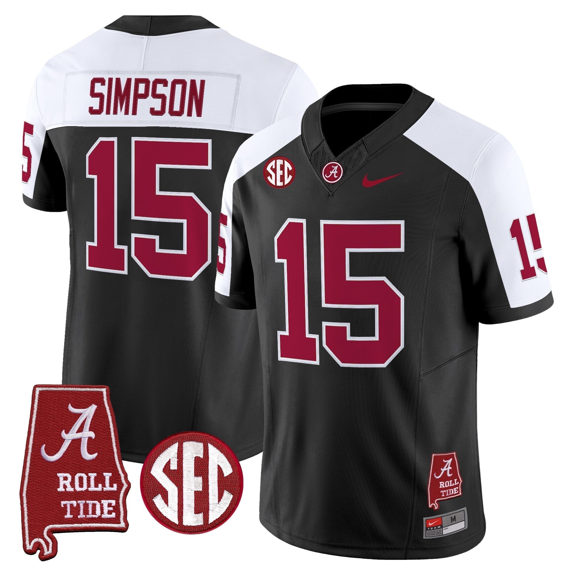 Alabama Crimson Tide Throwback Vapor Limited Jersey - Alabama Map - All Stitched
