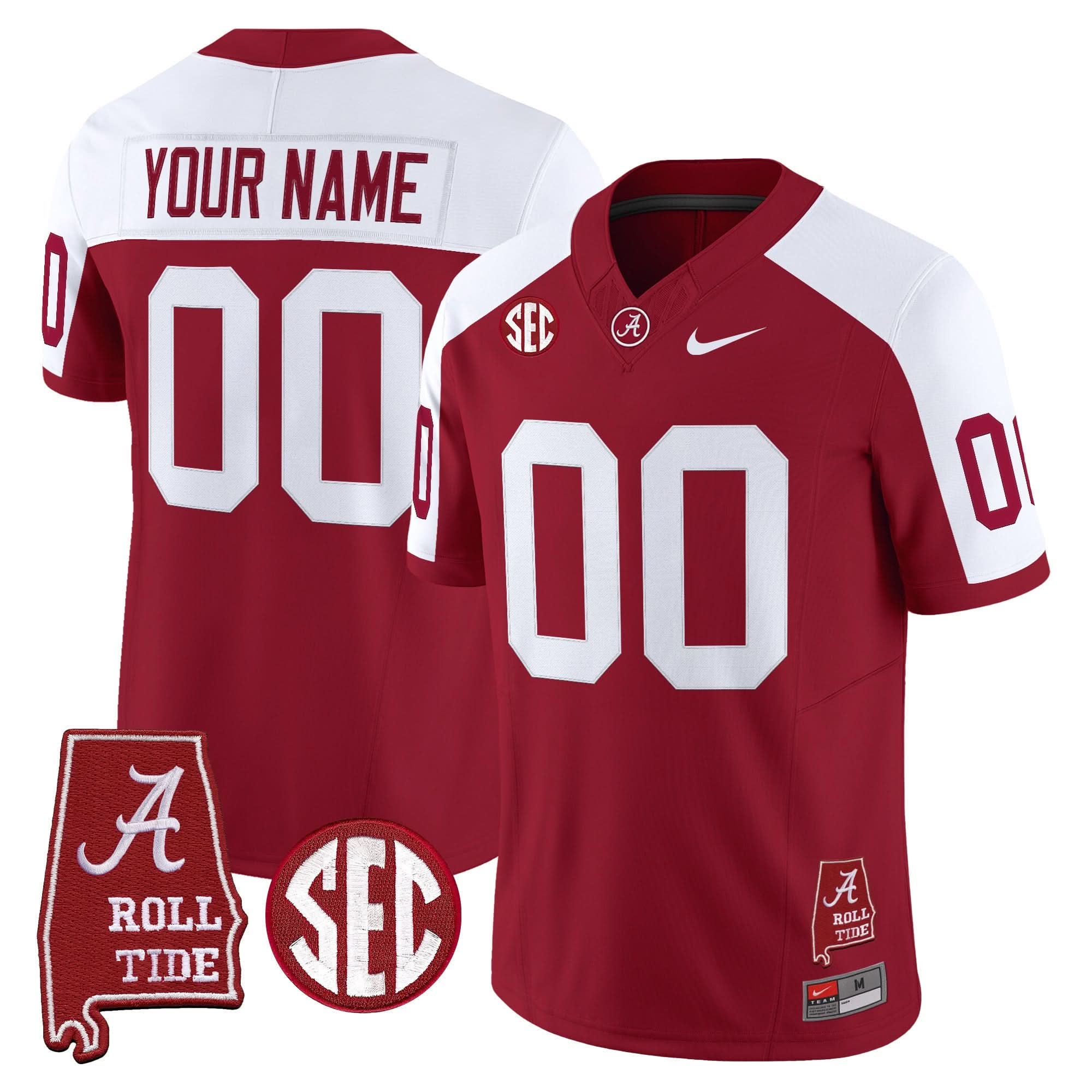 Custom Alabama Crimson Tide Jersey Throwback Vapor Limited - Alabama Map - All Stitched