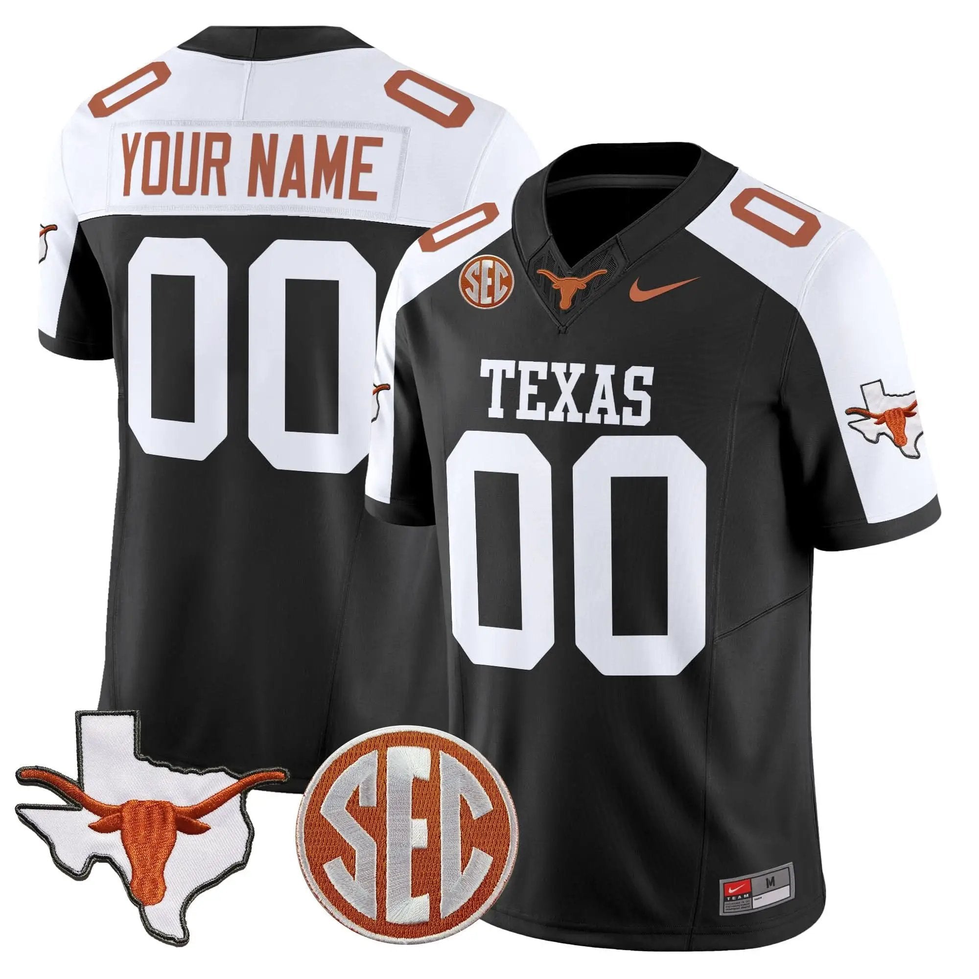 Texas Longhorns 2025 State Map & SEC Patch Vapor Limited Custom Jersey