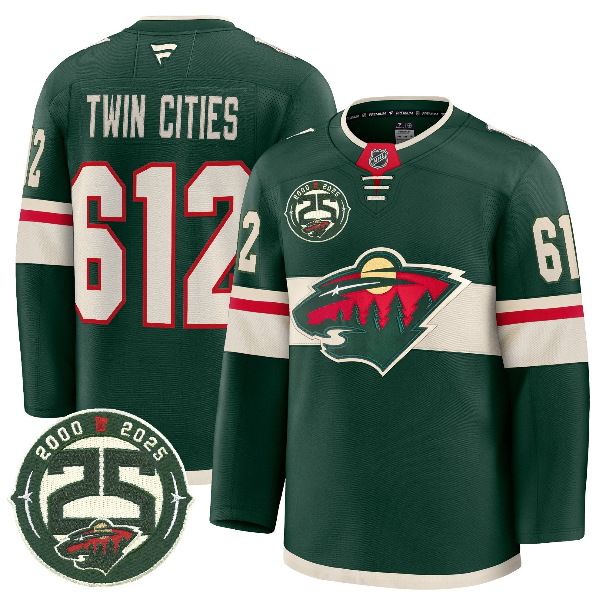 Minnesota Wild 25th Anniversary Patch Premium Jersey - All Stitched