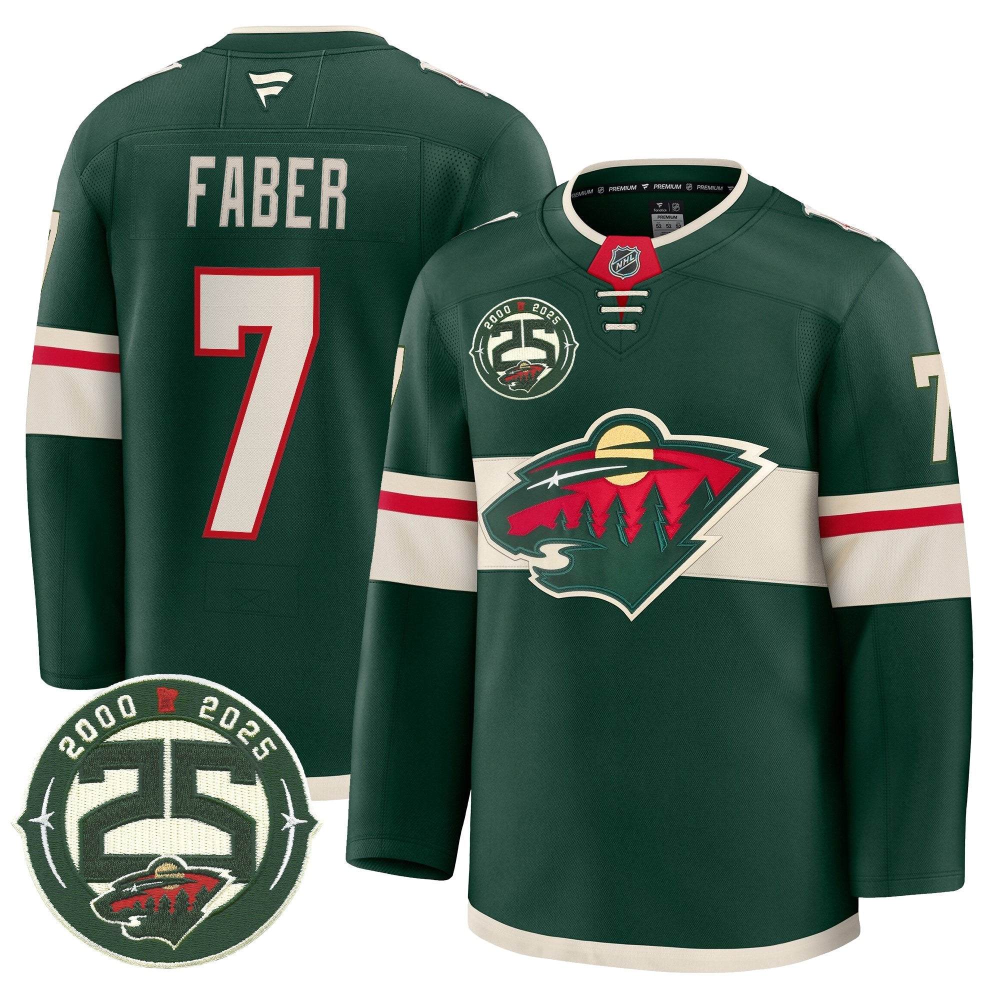 Minnesota Wild 25th Anniversary Patch Premium Jersey - All Stitched