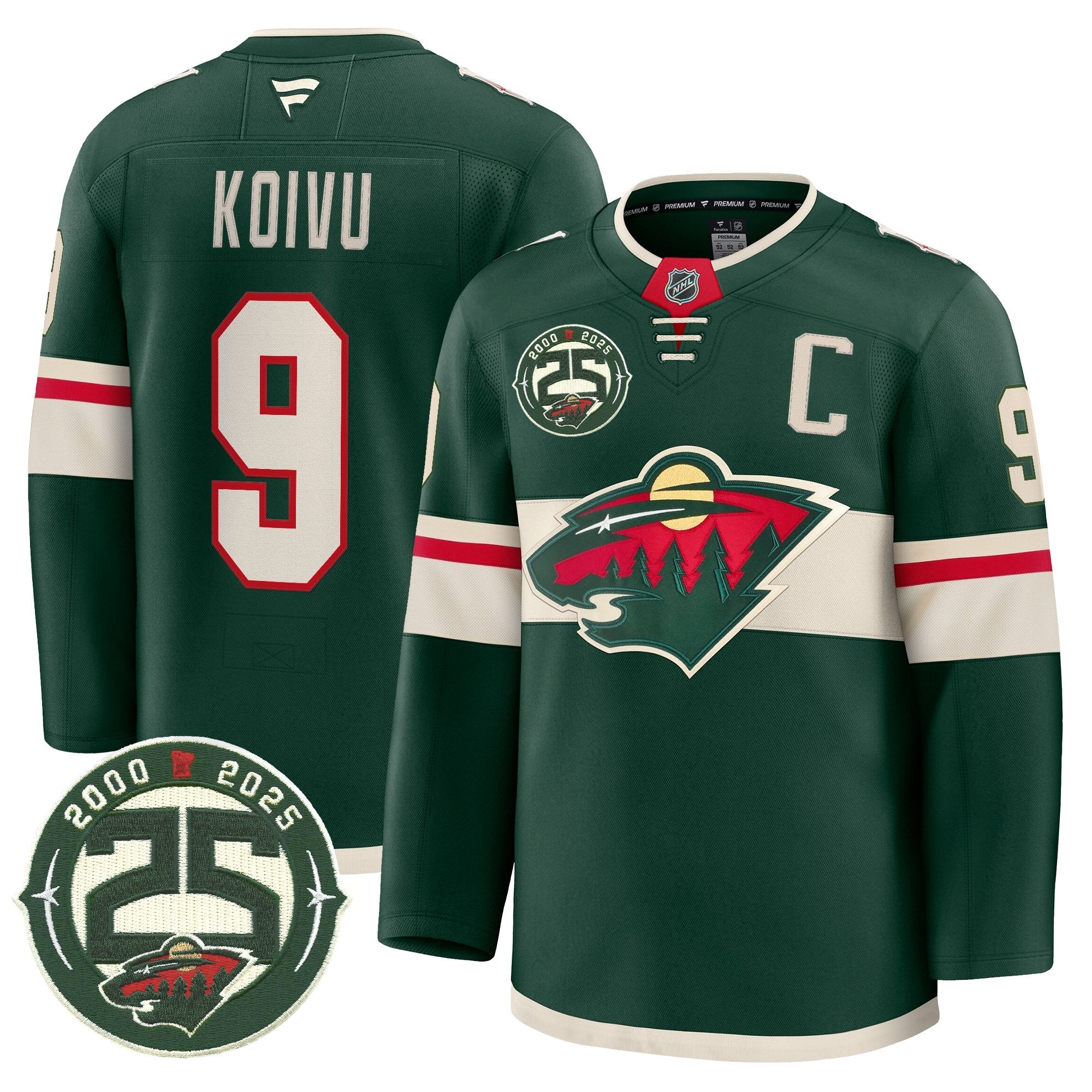 Minnesota Wild 25th Anniversary Patch Premium Jersey - All Stitched