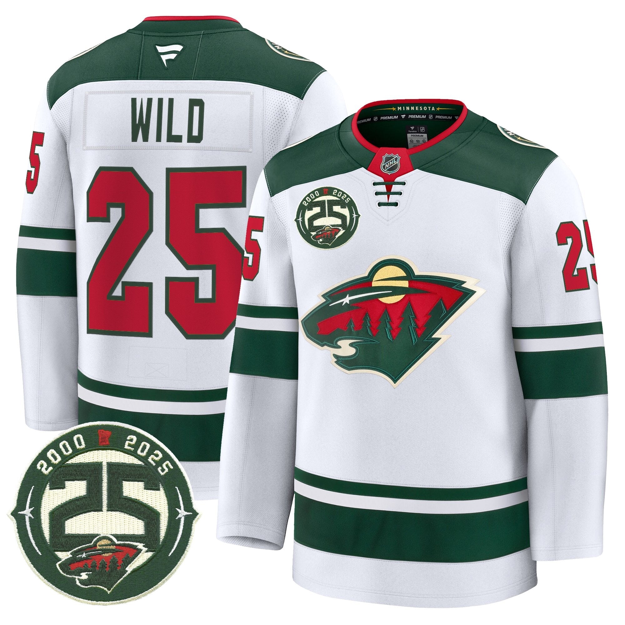 Minnesota Wild 25th Anniversary Patch Premium Jersey - All Stitched