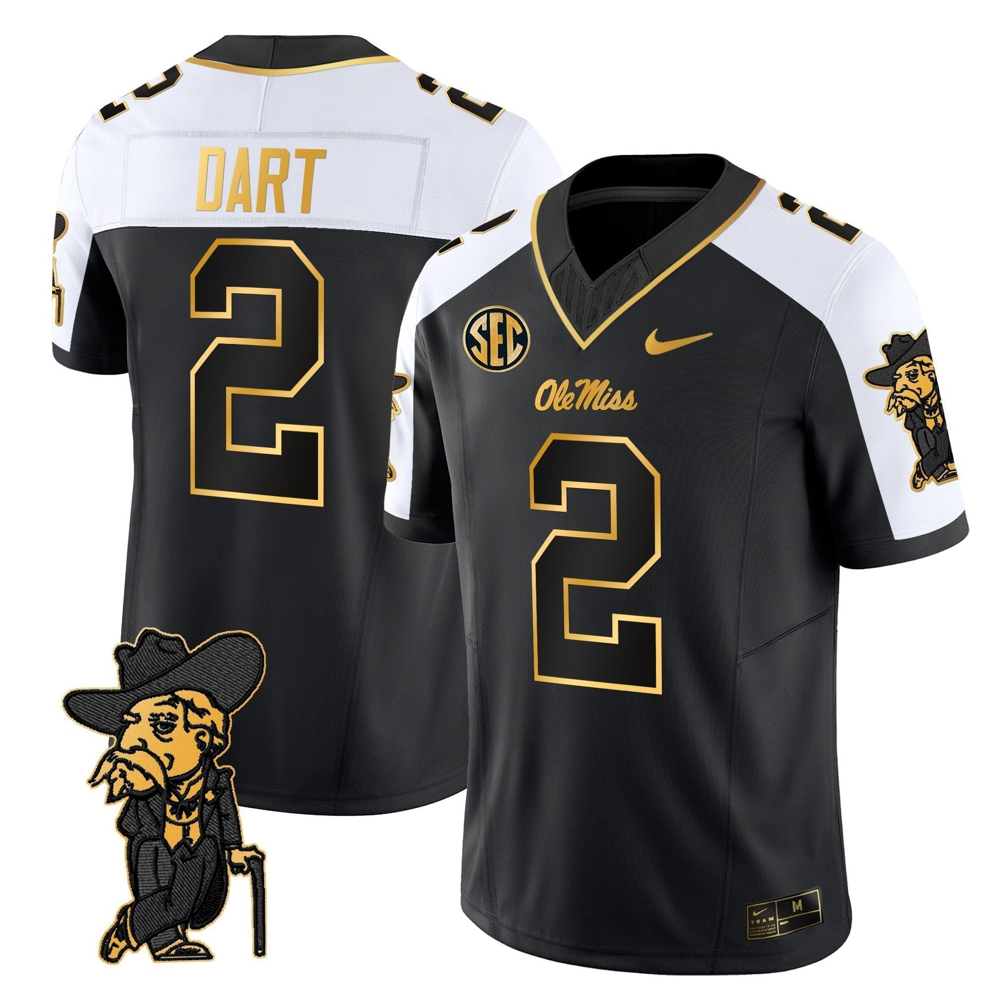 Men's Ole Miss Rebels 2025 Gold Vapor Limited Jersey - All Stitched
