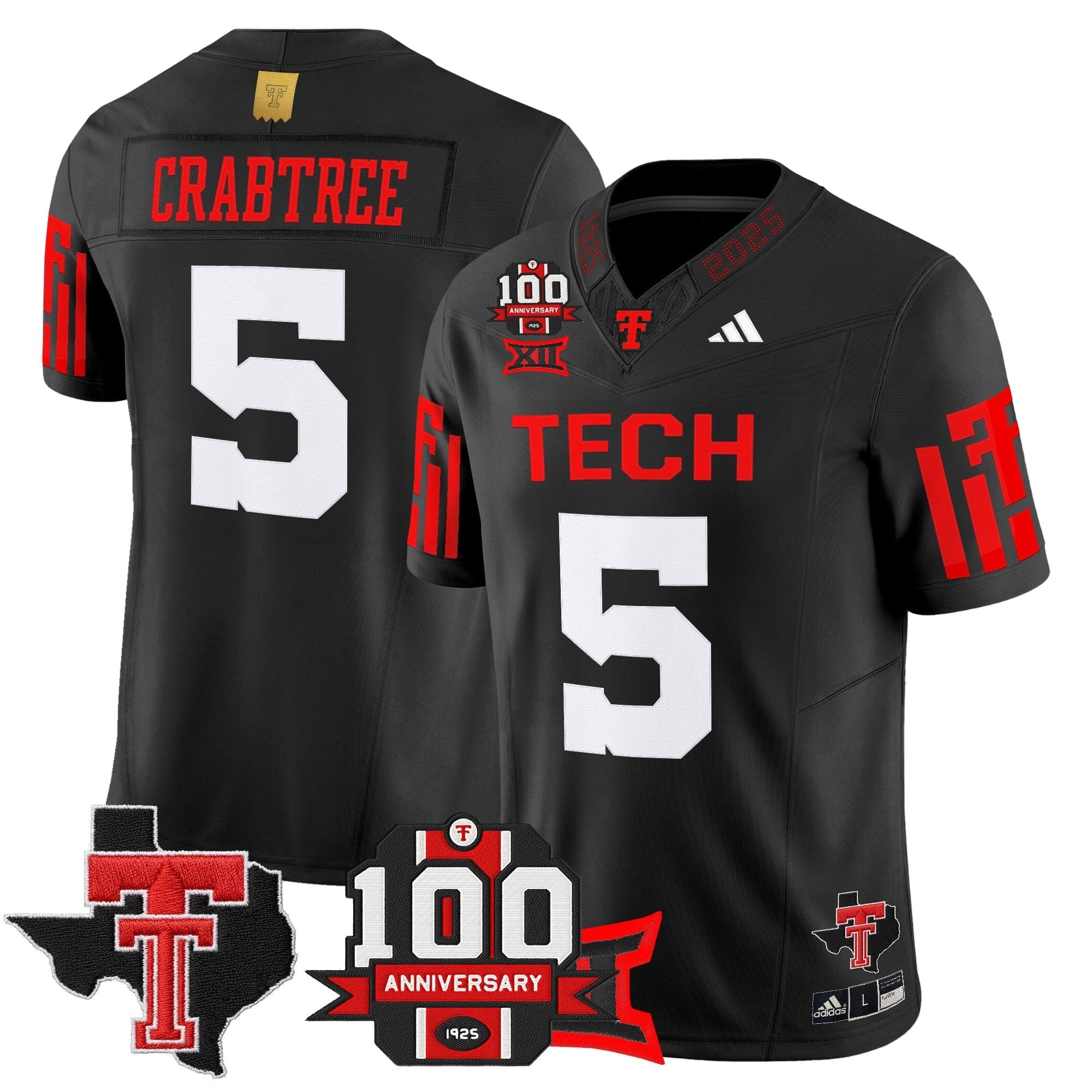 Texas Tech Red Raiders 2025 Vapor Limited Jersey - 100th Anniversary & Texas Patch - All Stitched