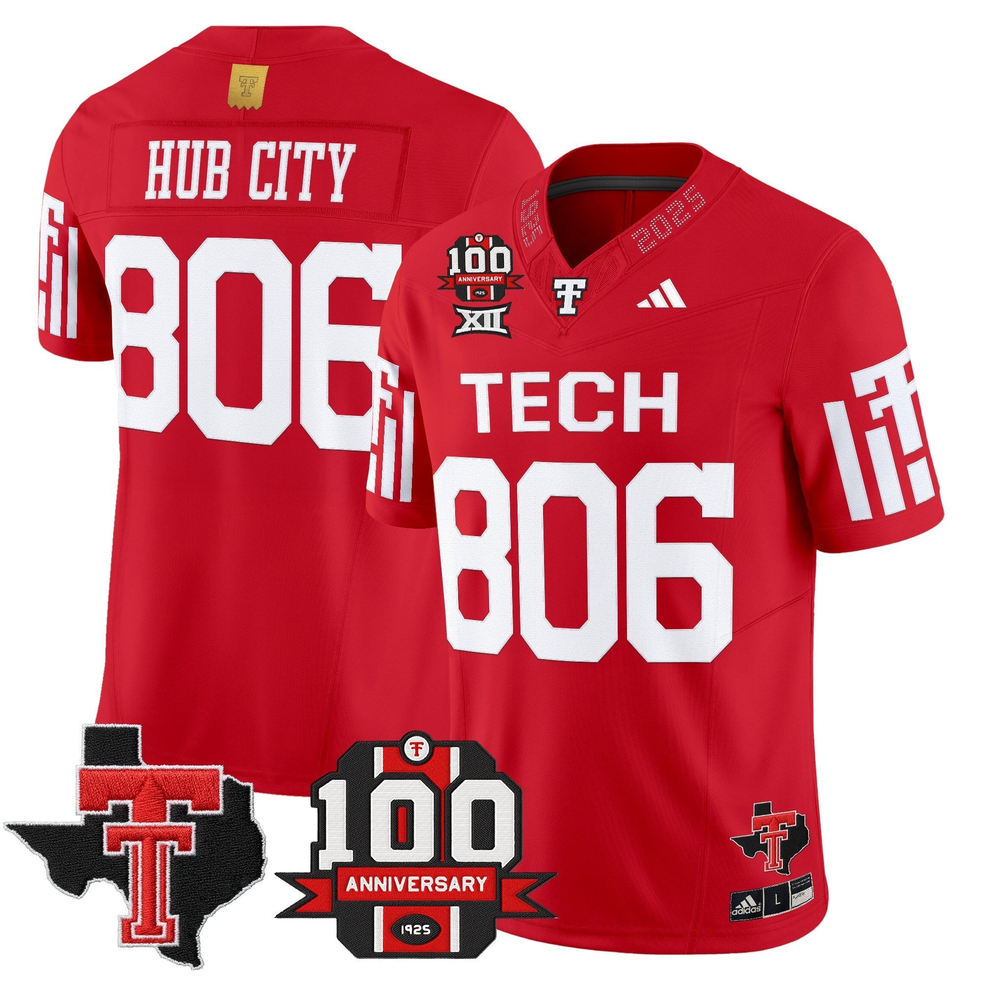 Texas Tech Red Raiders 2025 Vapor Limited Jersey - 100th Anniversary & Texas Patch - All Stitched