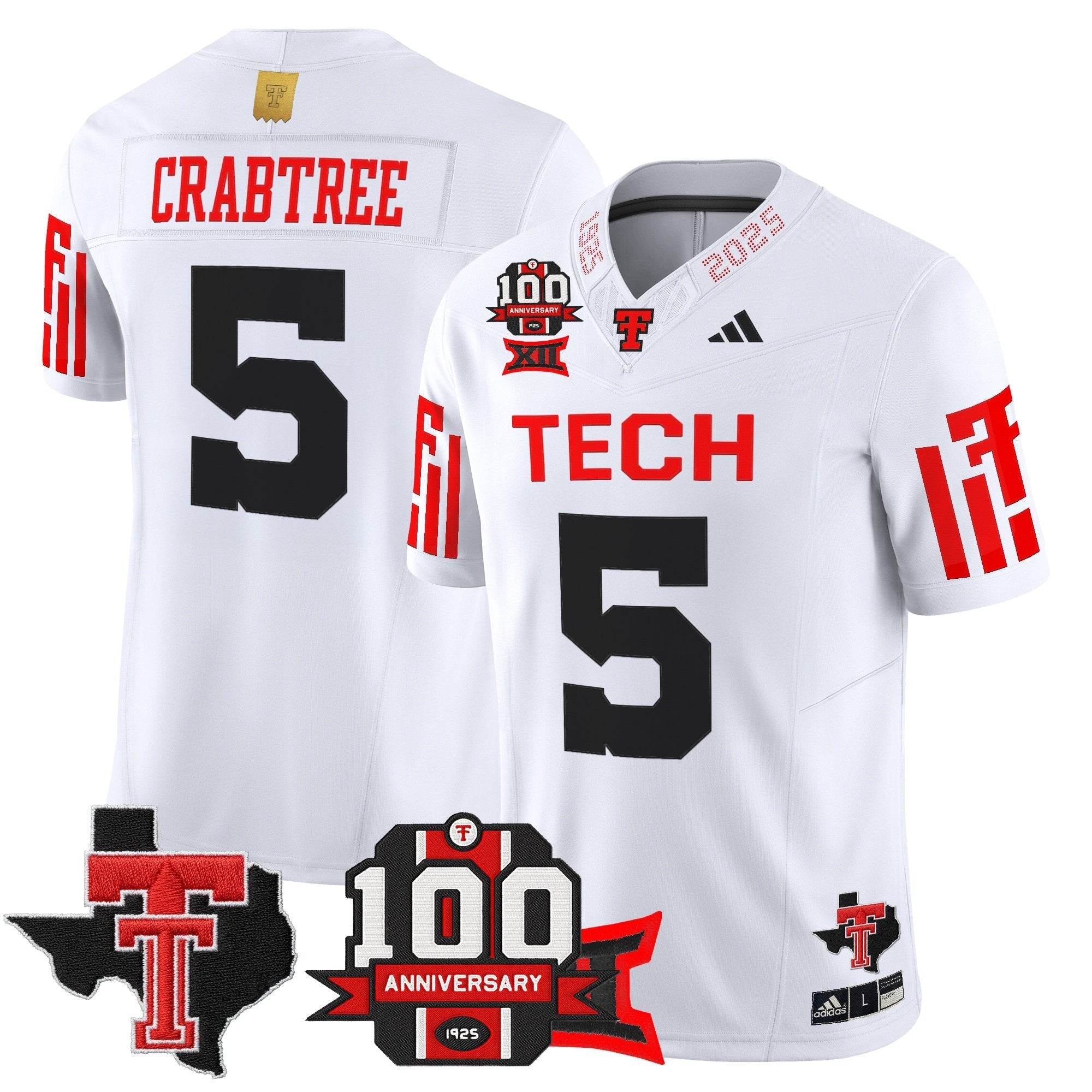 Texas Tech Red Raiders 2025 Vapor Limited Jersey - 100th Anniversary & Texas Patch - All Stitched