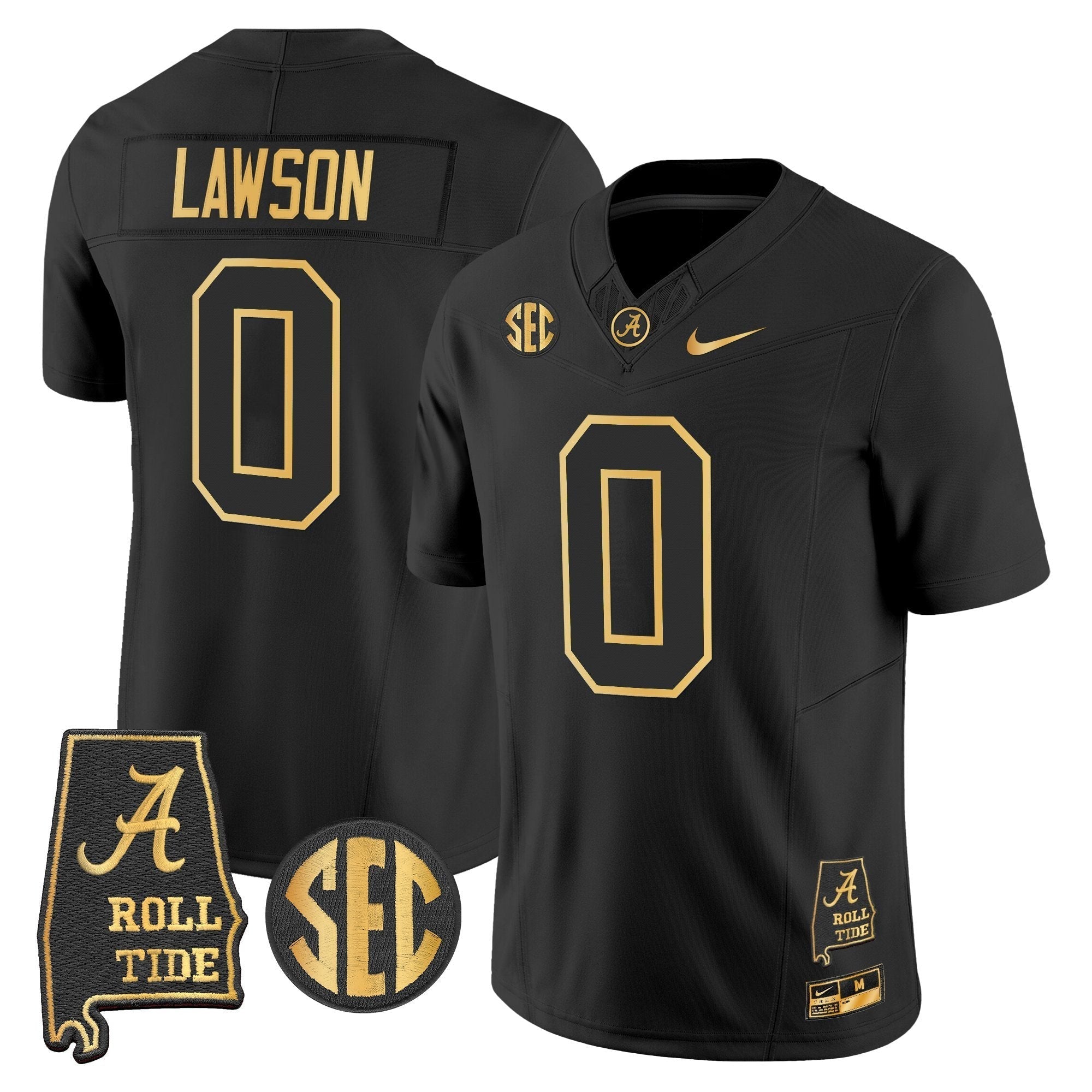Alabama Crimson Tide 2025 Gold Vapor Limited Jersey - Alabama Map - All Stitched