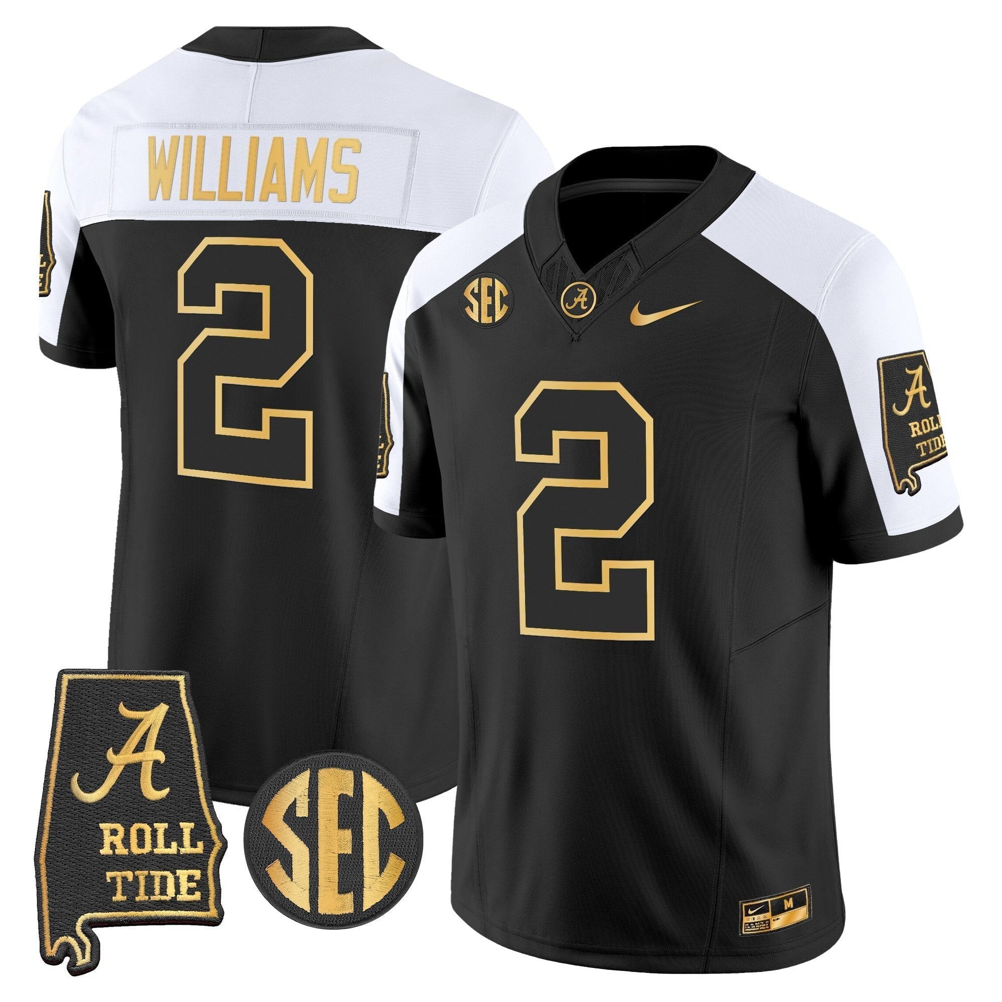 Alabama Crimson Tide 2025 Gold Vapor Limited Jersey - Alabama Map - All Stitched