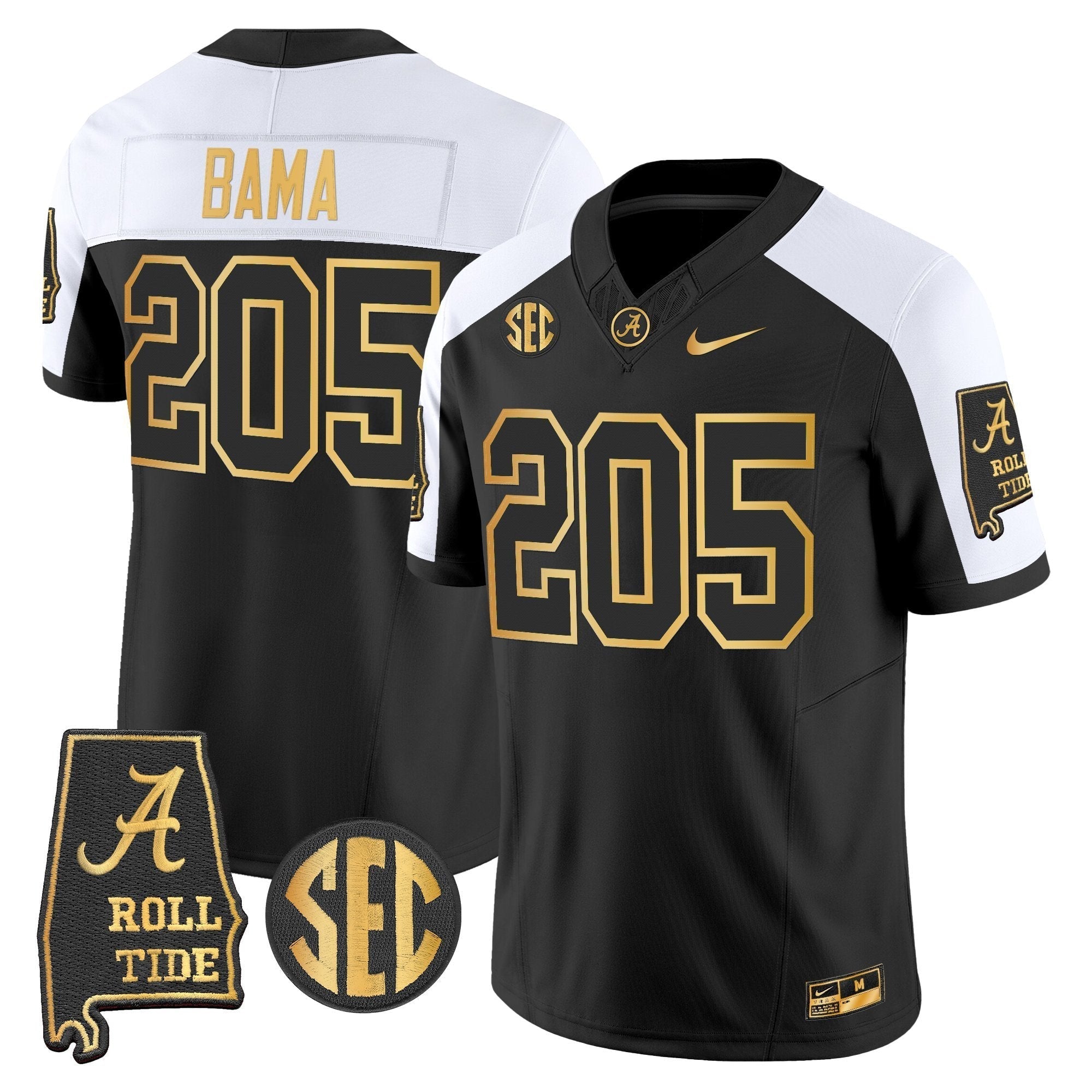 Alabama Crimson Tide 2025 Gold Vapor Limited Jersey - Alabama Map - All Stitched