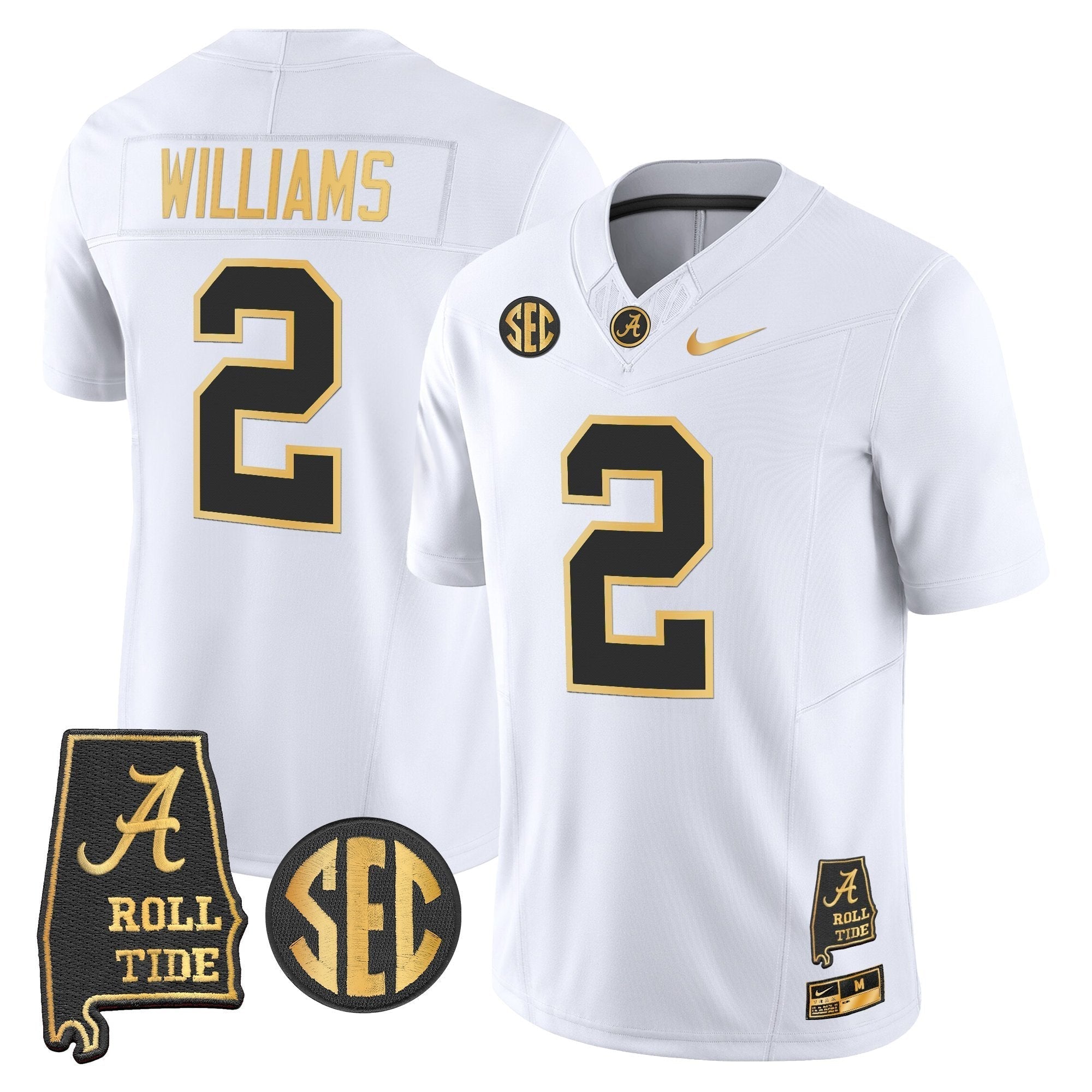 Alabama Crimson Tide 2025 Gold Vapor Limited Jersey - Alabama Map - All Stitched