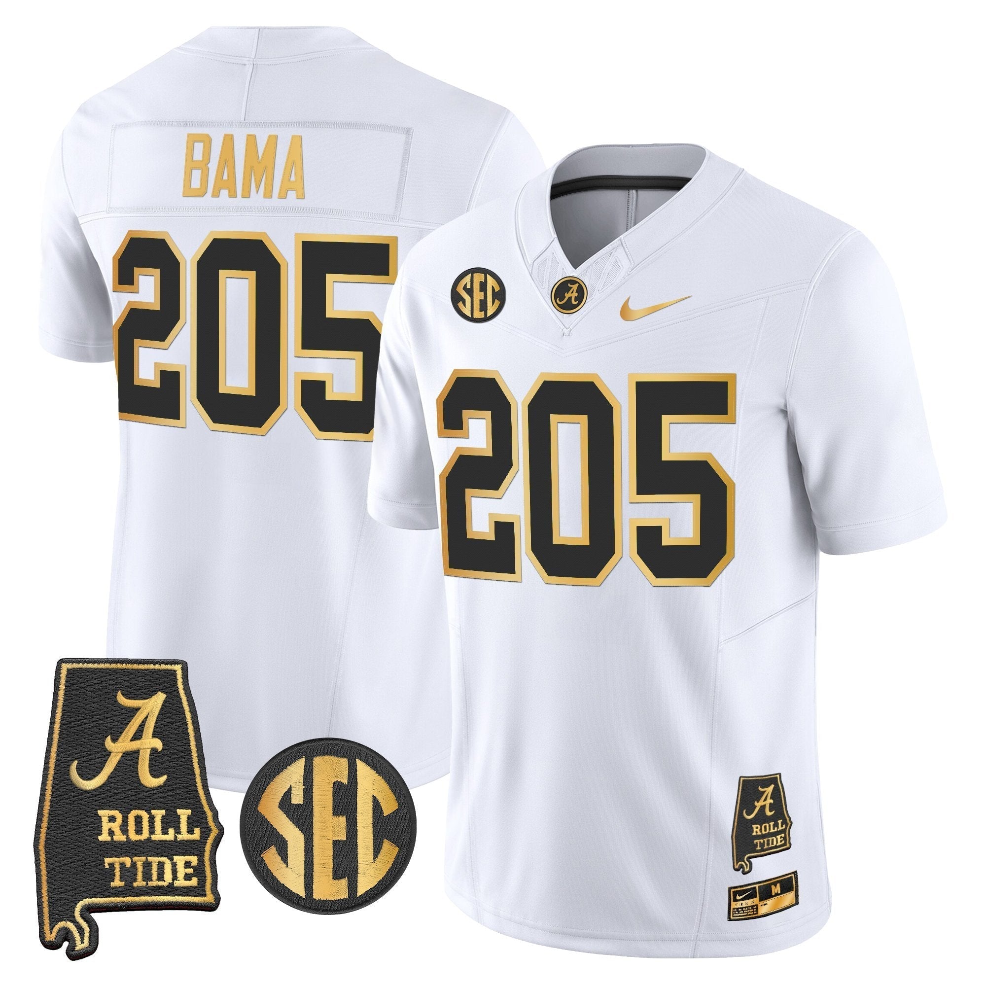 Alabama Crimson Tide 2025 Gold Vapor Limited Jersey - Alabama Map - All Stitched