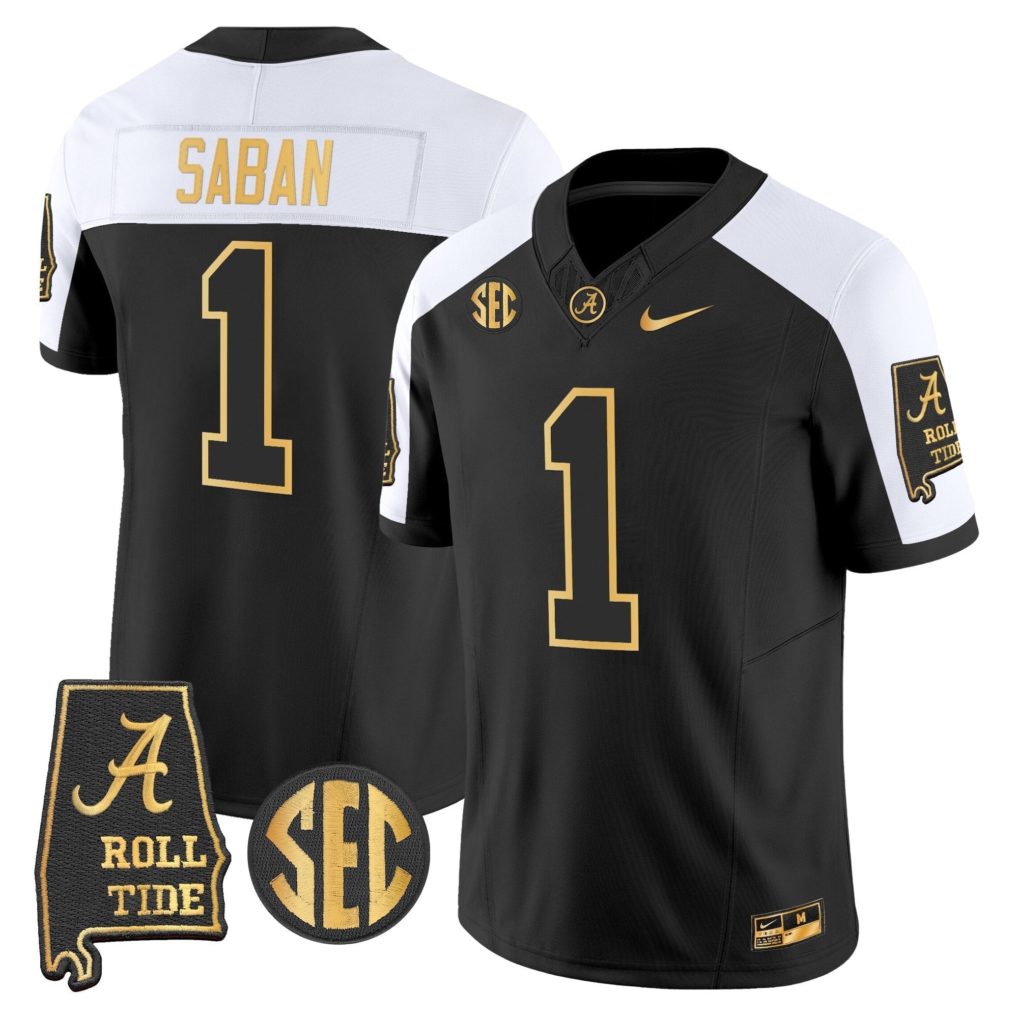 Alabama Crimson Tide 2025 Gold Vapor Limited Jersey - Alabama Map - All Stitched