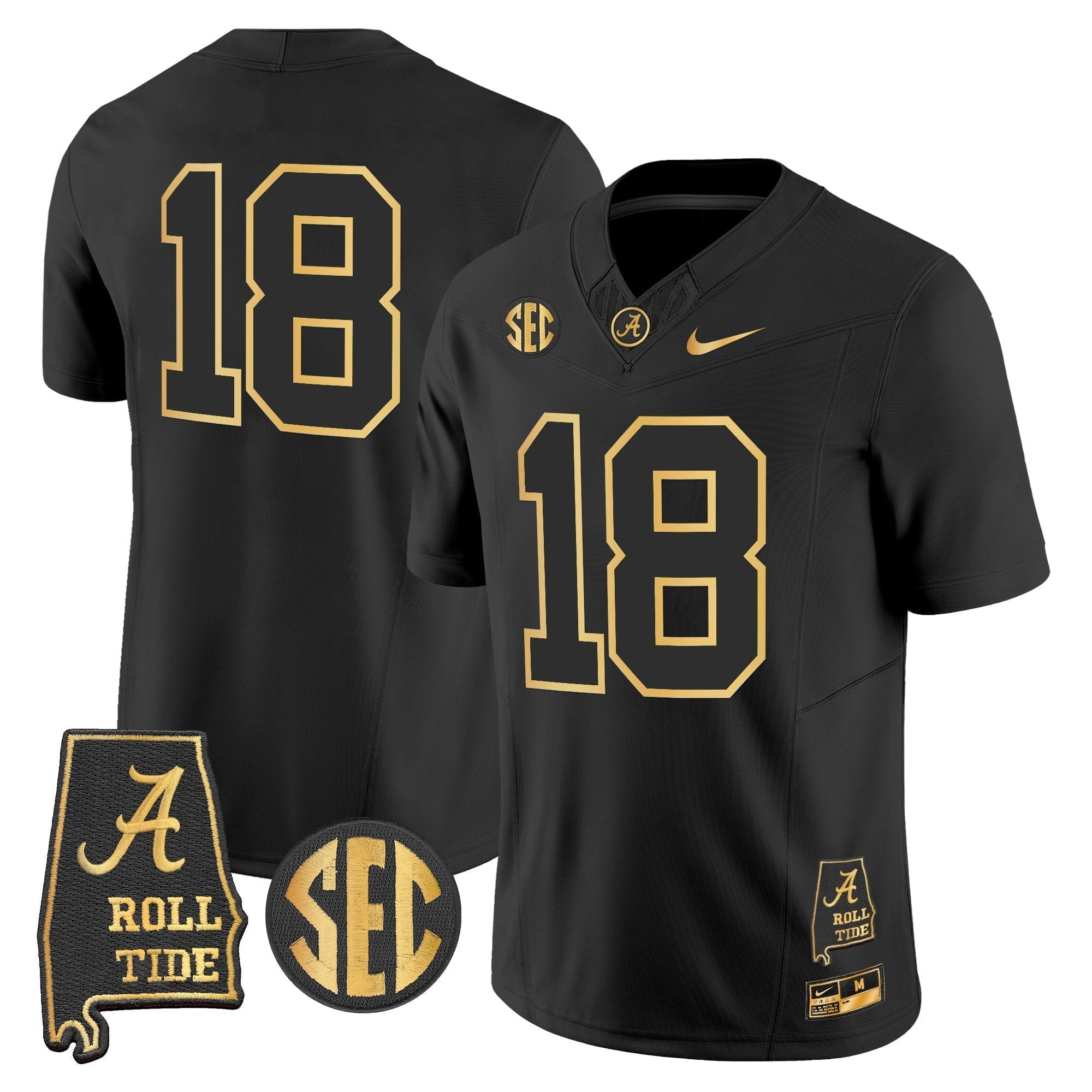 Alabama Crimson Tide 2025 Gold Vapor Limited Jersey - Alabama Map - All Stitched