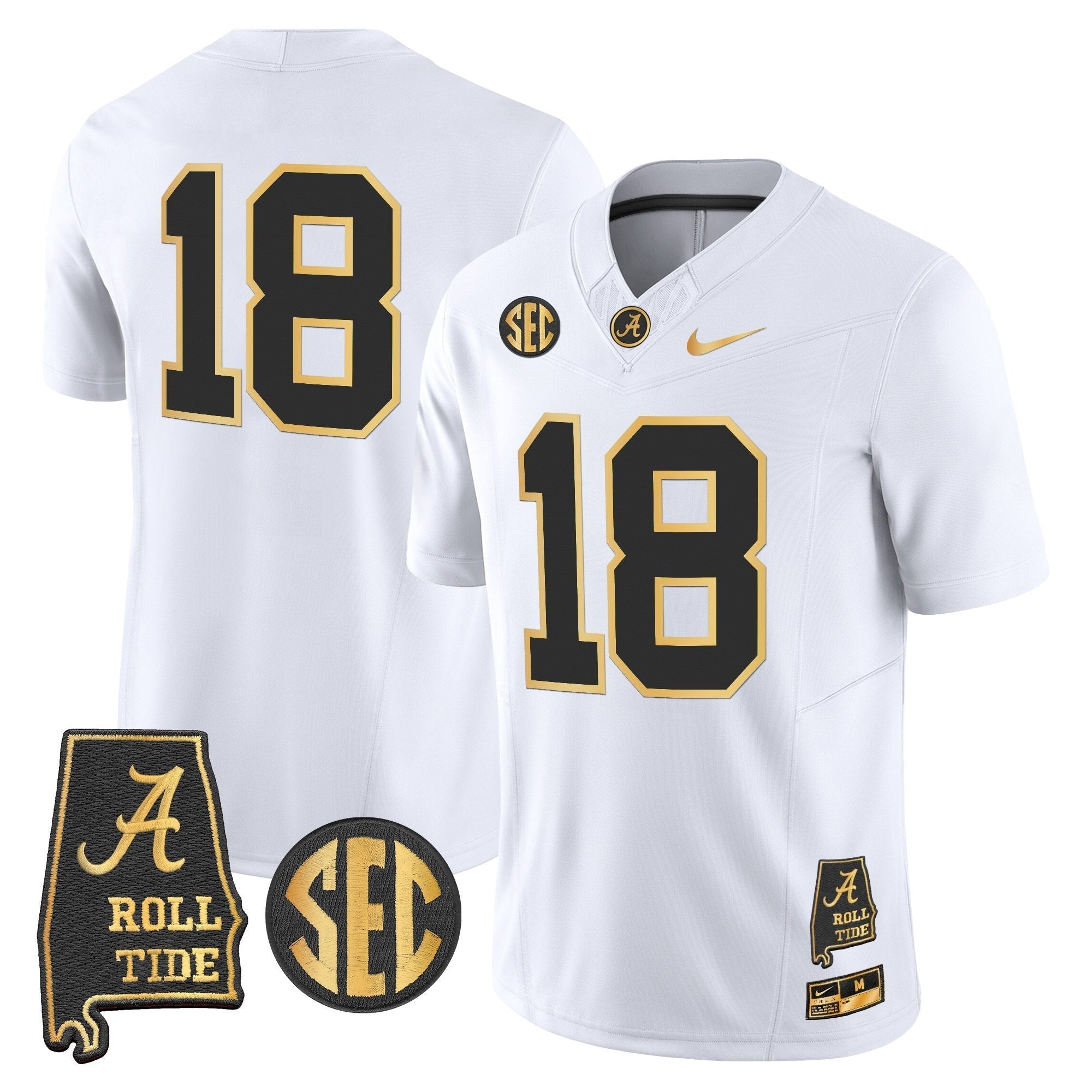 Alabama Crimson Tide 2025 Gold Vapor Limited Jersey - Alabama Map - All Stitched