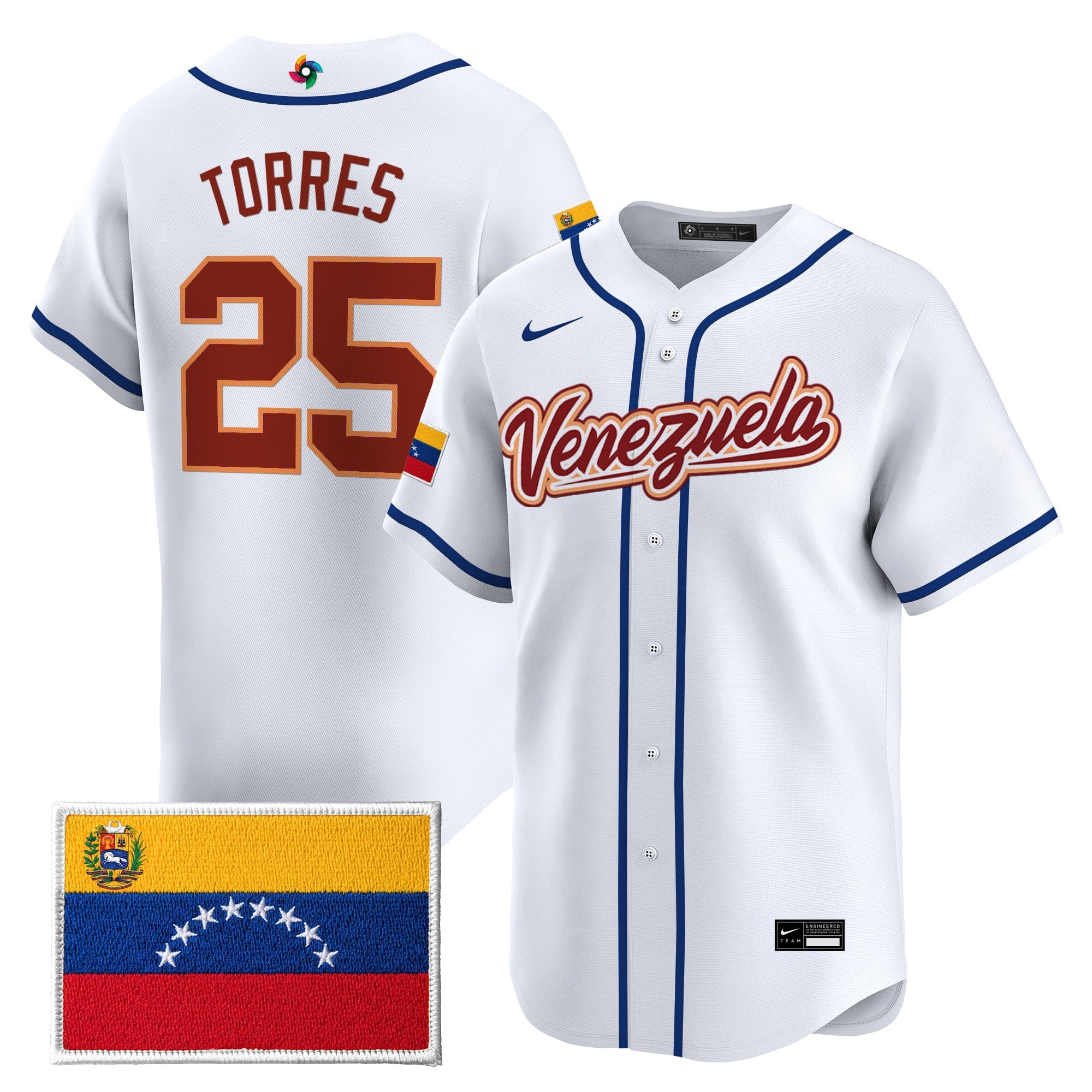 Team Venezuela World Baseball Classic Vapor Premier Jersey - 2026 Roster - All Stitched