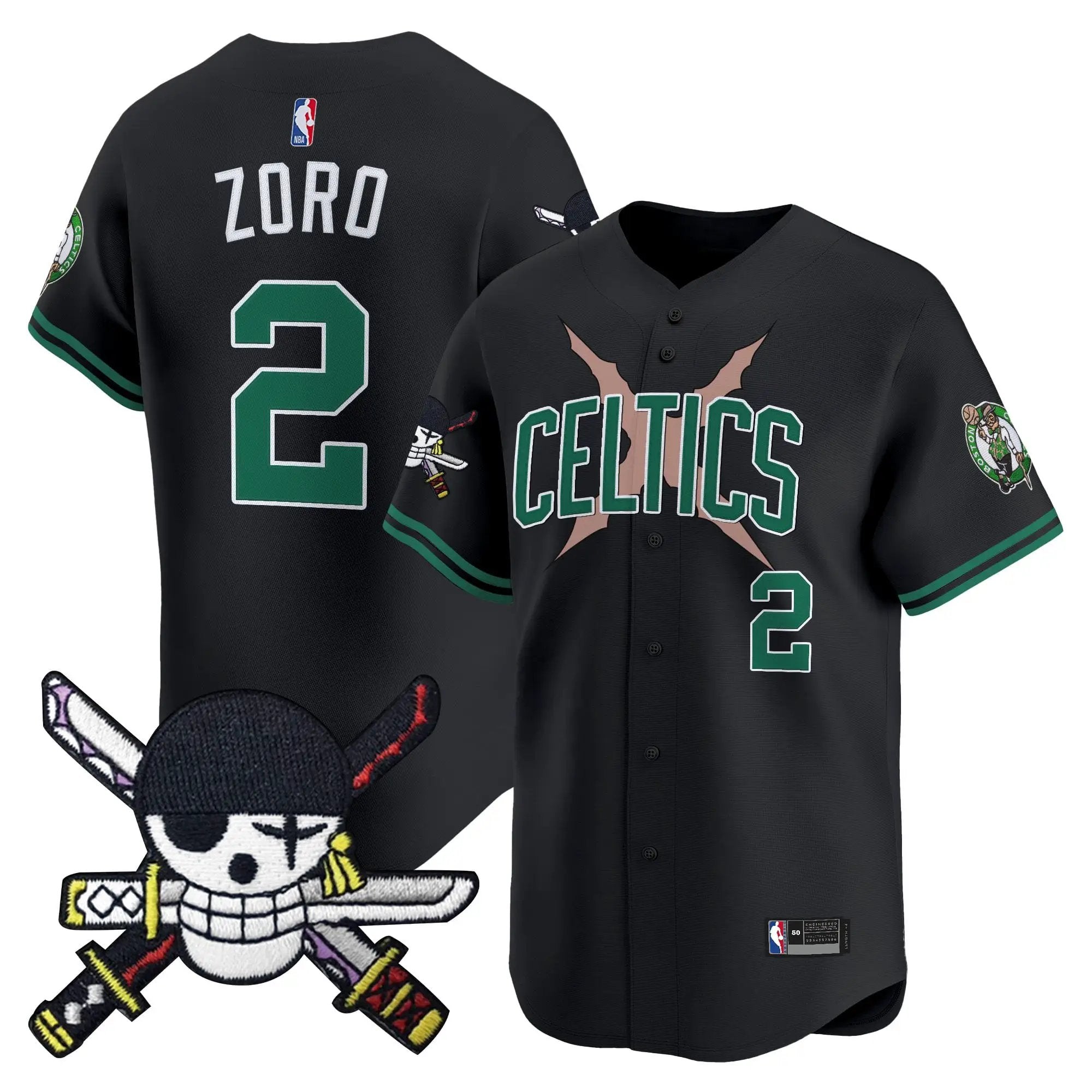 Men Boston Celtics x  OP Patch Vapor Baseball Jersey - Zoro Edition - Stitched