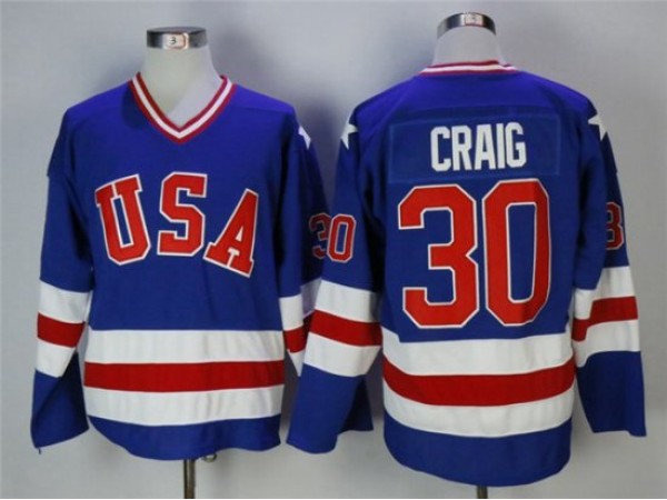 1980 Winter Olympics Team USA #30 Jim Craig CCM Vintage Jersey - Blue